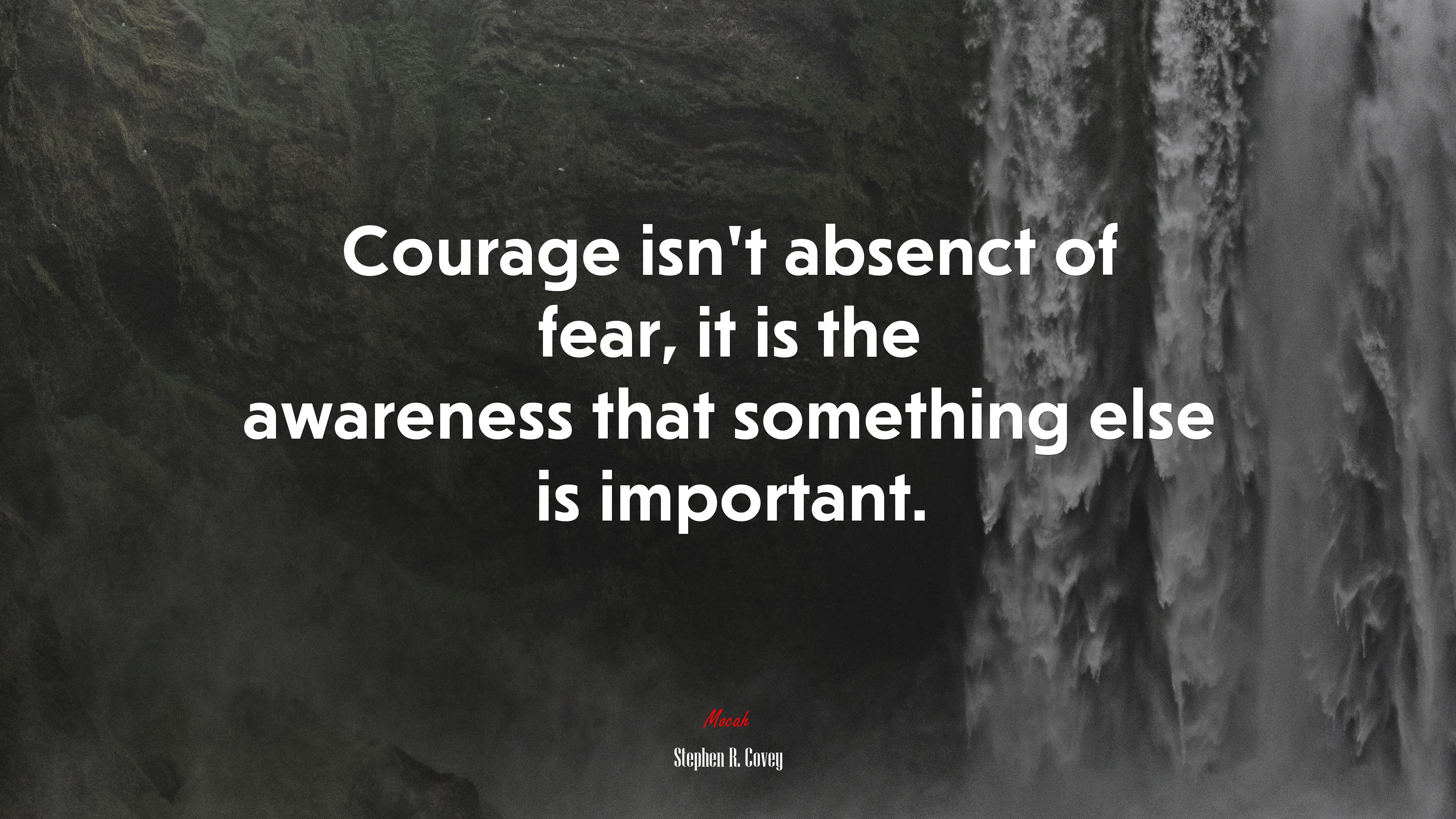 Courage isn’t absenct of fear, it is the awareness that something else is important. | Stephen R. Covey quote HD Wallpaper