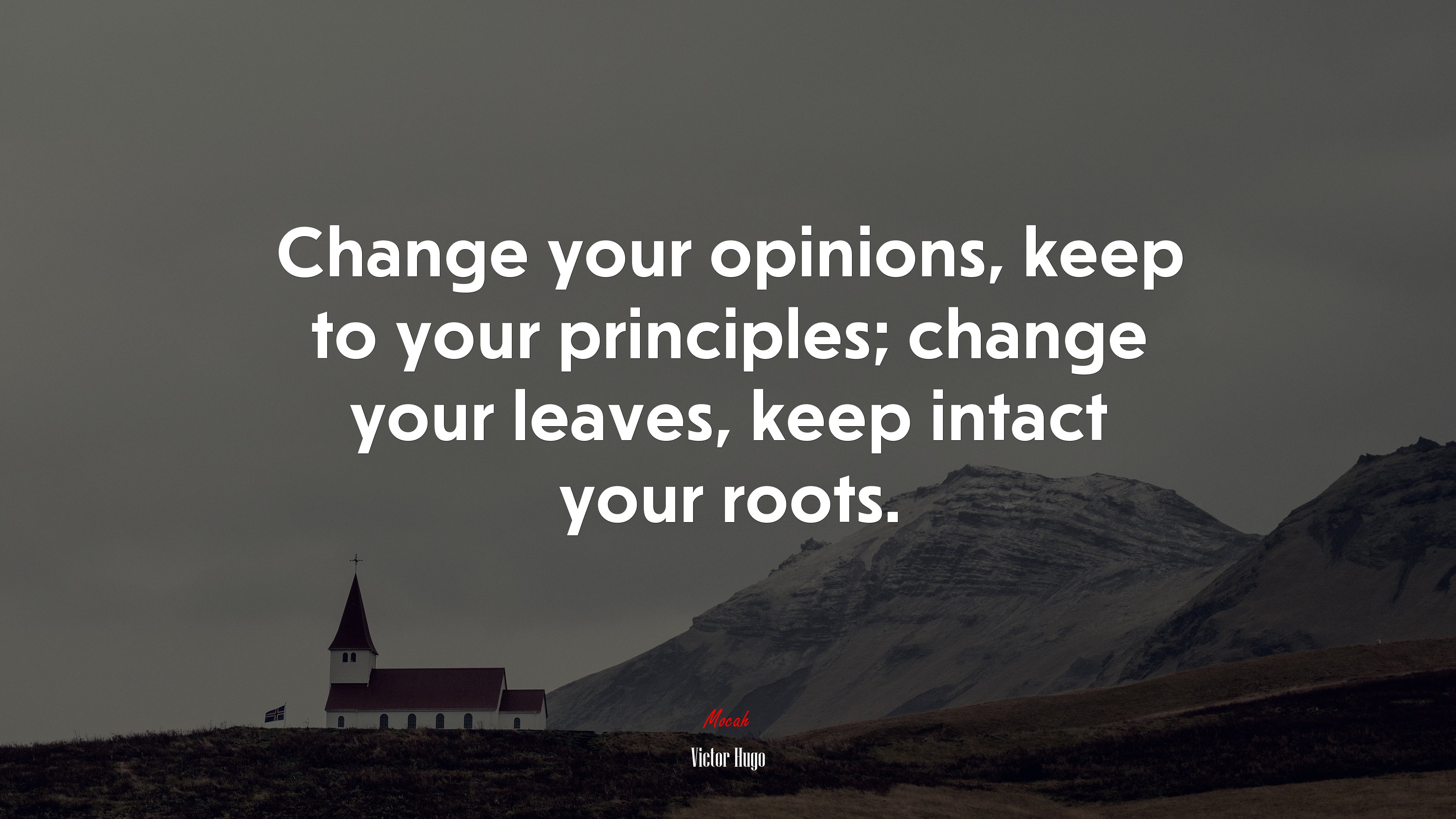 Change your opinions, keep to your principles; change your leaves, keep intact your roots. | Victor Hugo quote HD Wallpaper