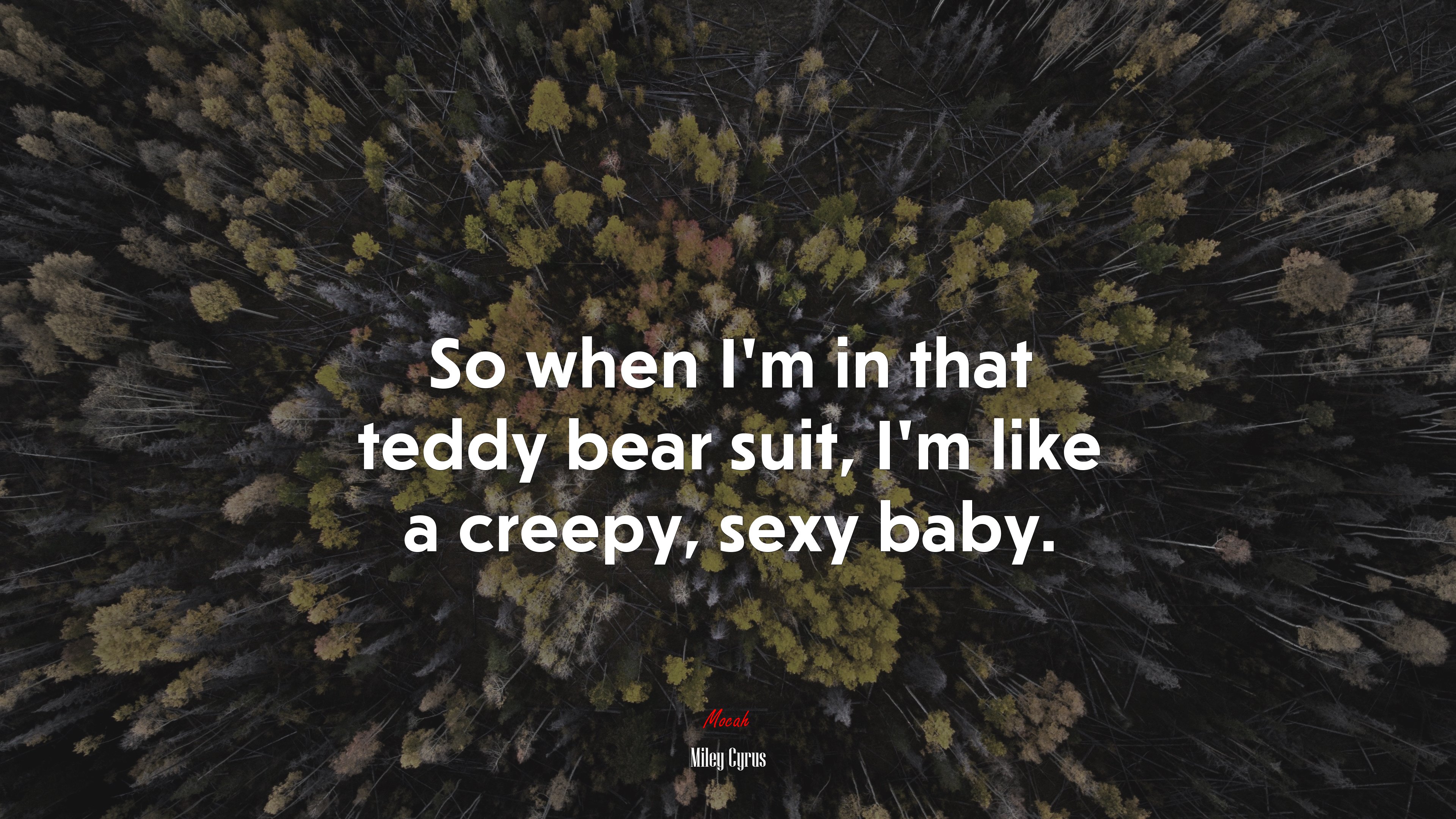 So when I’m in that teddy bear suit, I’m like a creepy, sexy baby. | Miley Cyrus quote HD Wallpaper