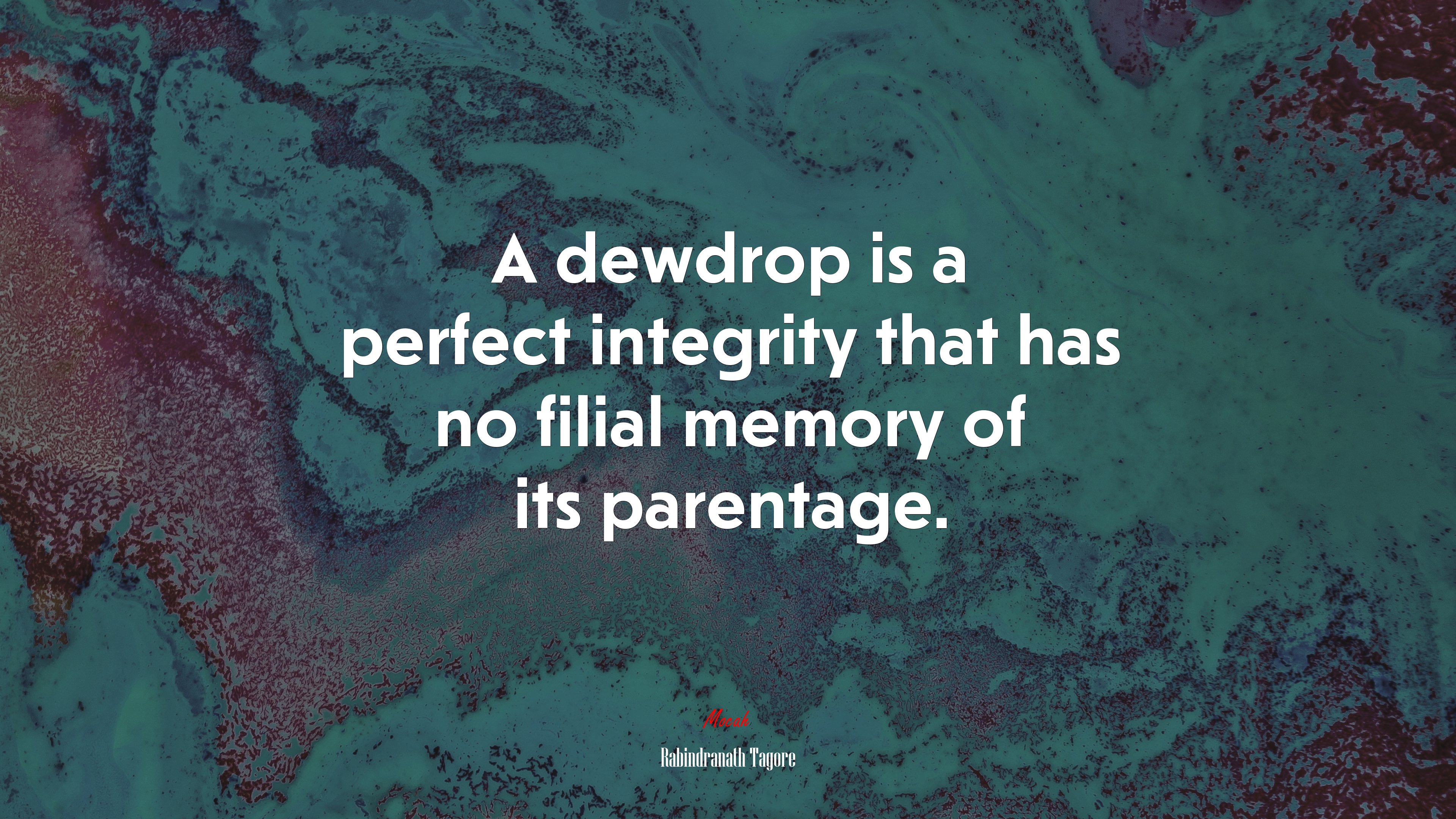 A dewdrop is a perfect integrity that has no filial memory of its parentage. | Rabindranath Tagore quote HD Wallpaper