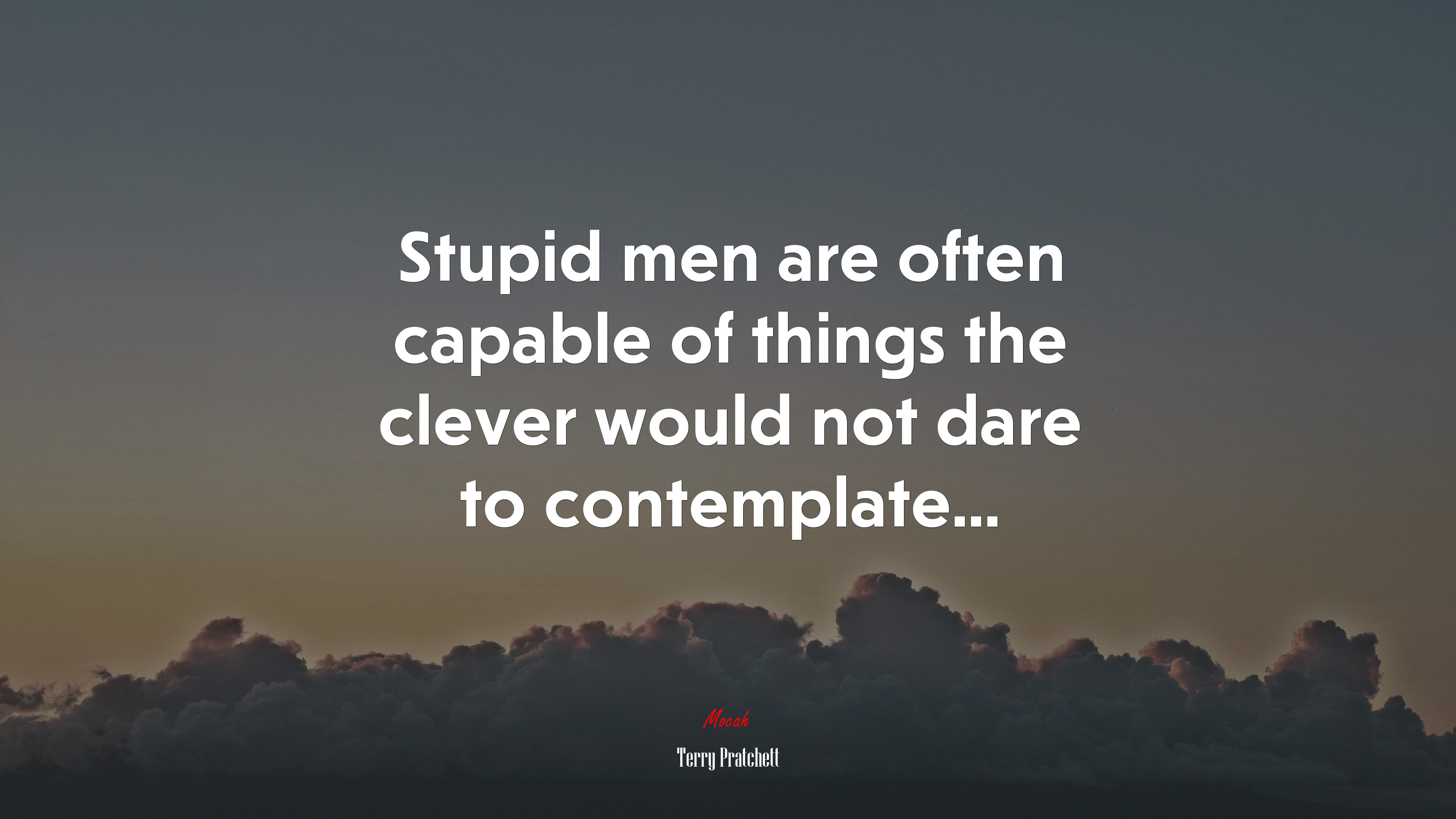 Stupid men are often capable of things the clever would not dare to contemplate... | Terry Pratchett quote HD Wallpaper