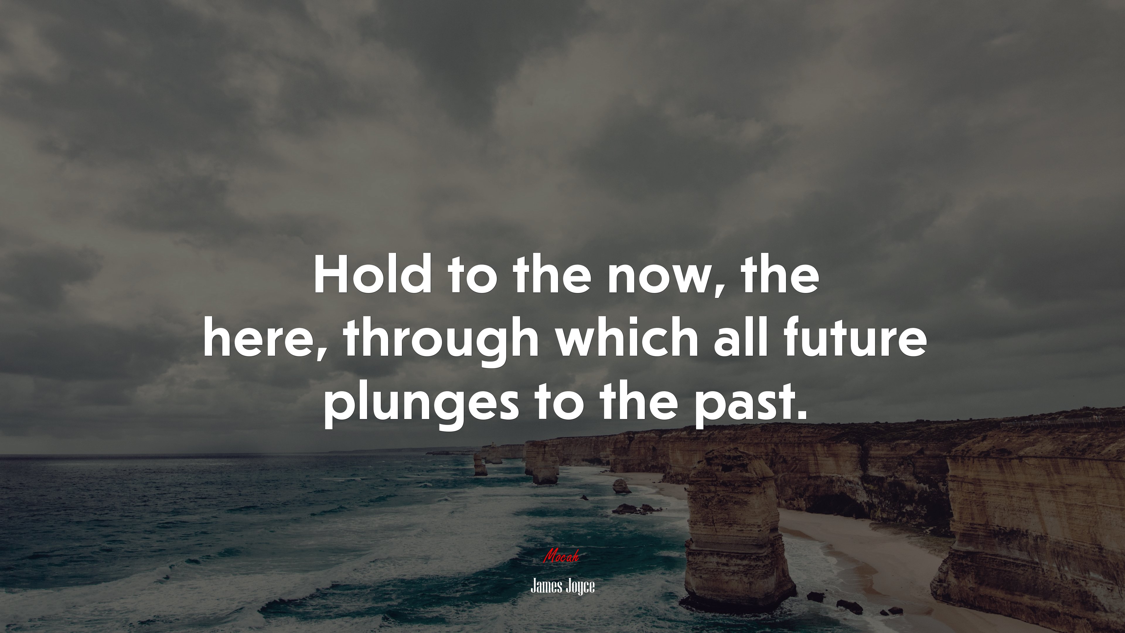 Hold to the now, the here, through which all future plunges to the past. | James Joyce quote HD Wallpaper