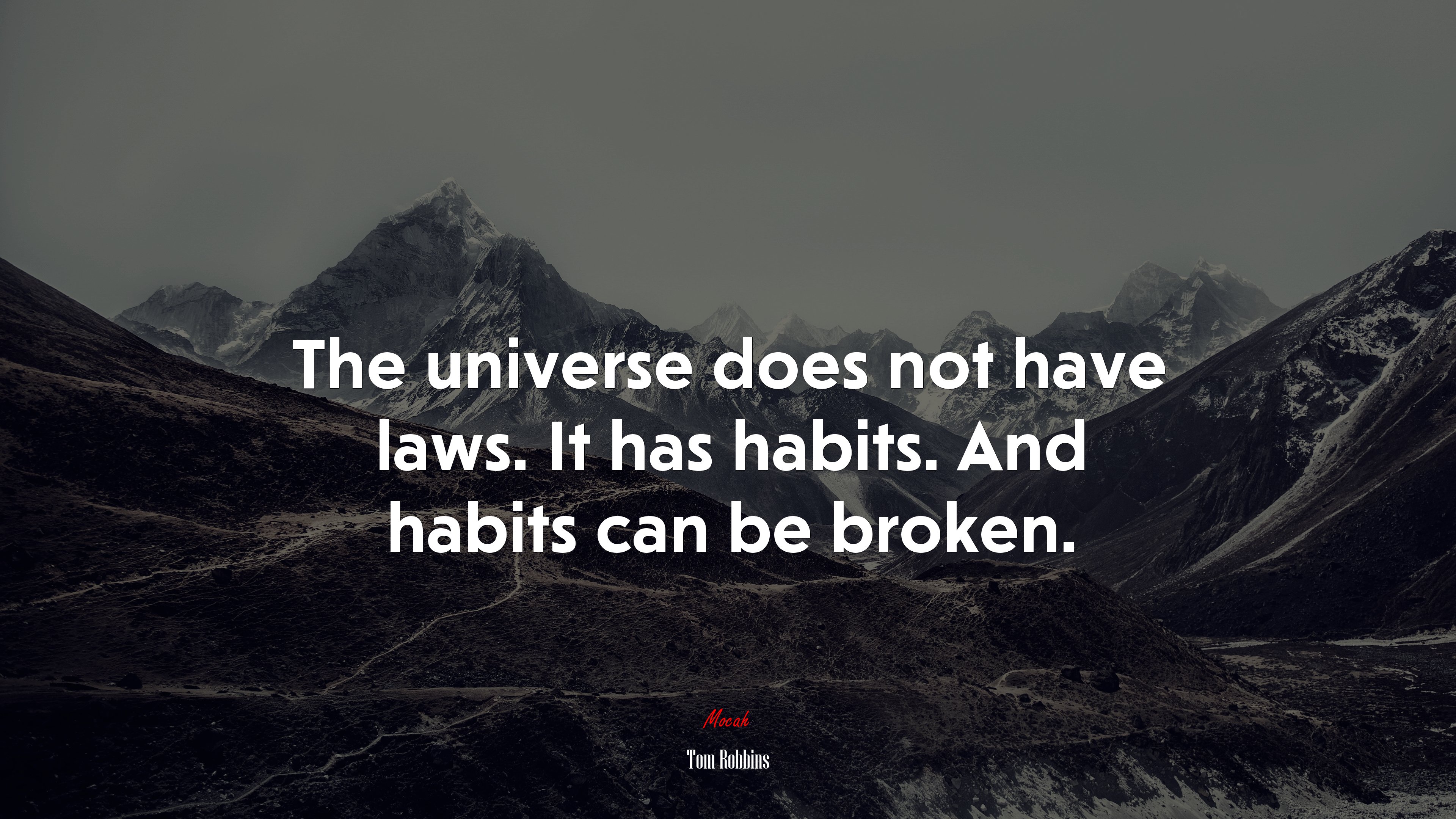The universe does not have laws. It has habits. And habits can be broken. | Tom Robbins quote HD Wallpaper