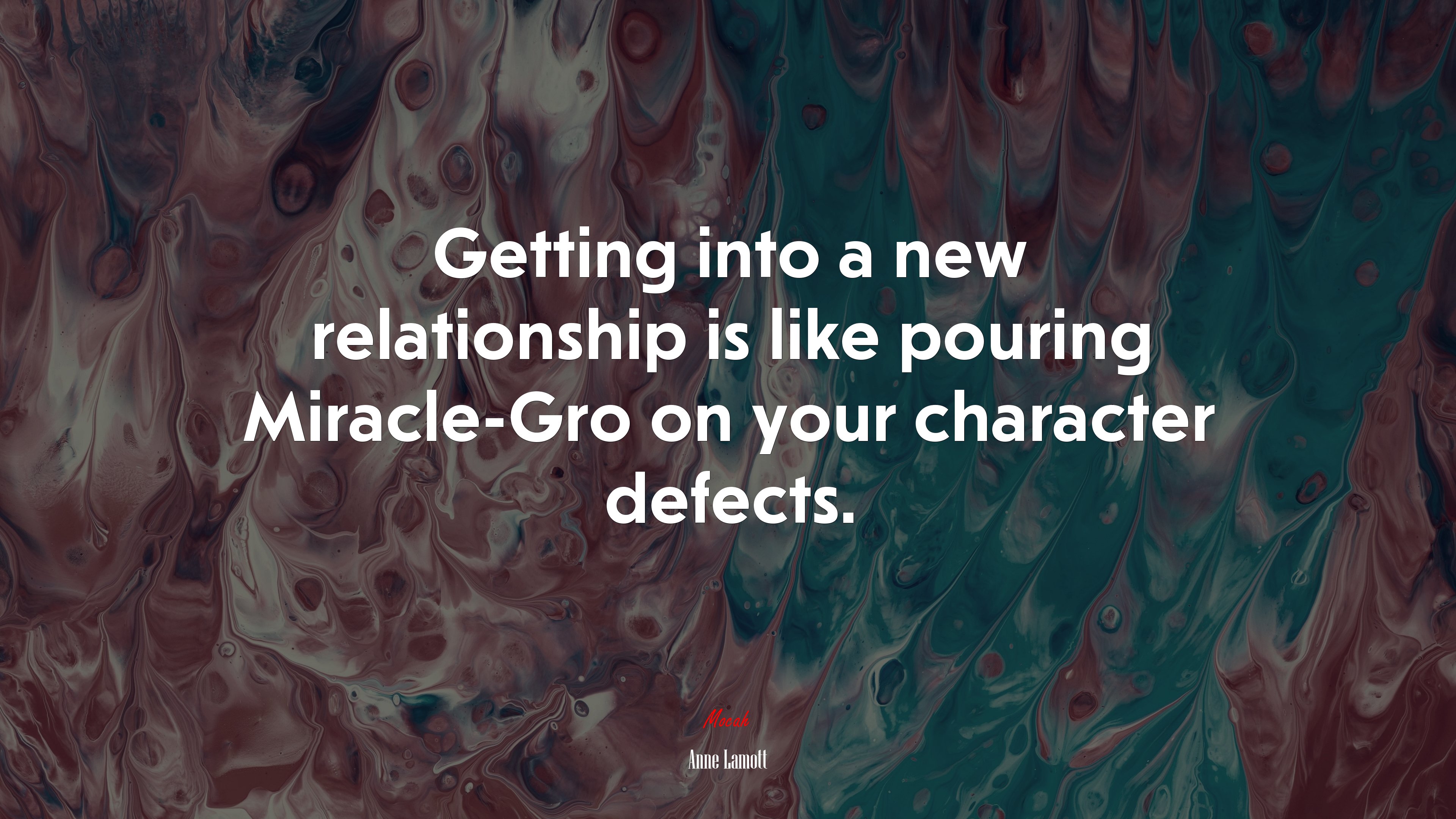Getting into a new relationship is like pouring Miracle-Gro on your character defects. | Anne Lamott quote HD Wallpaper