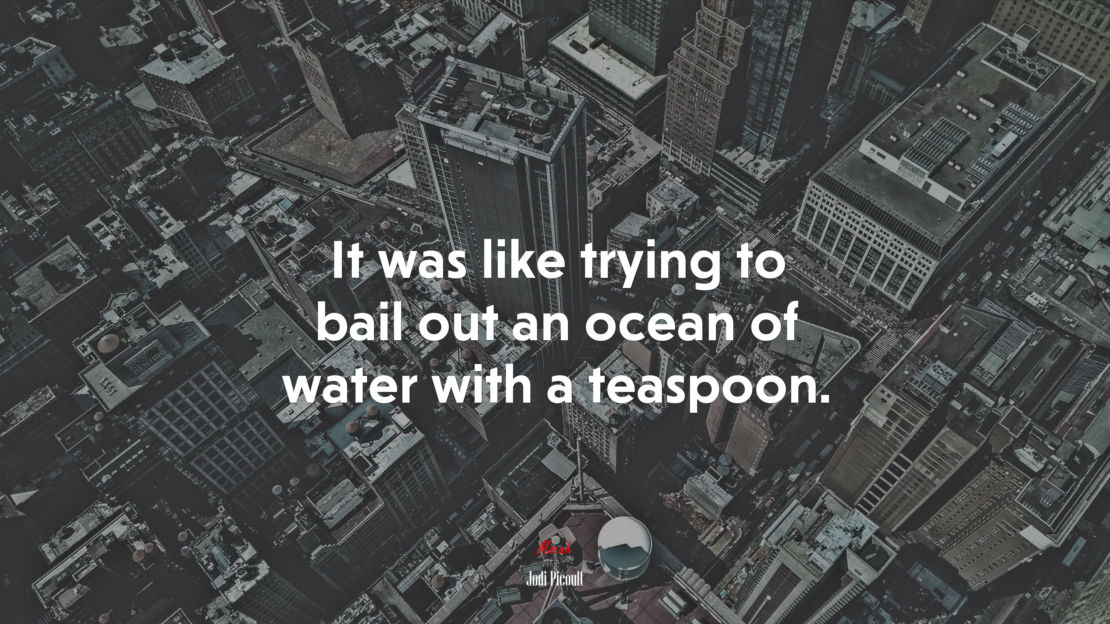 It was like trying to bail out an ocean of water with a teaspoon. | Jodi Picoult quote HD Wallpaper