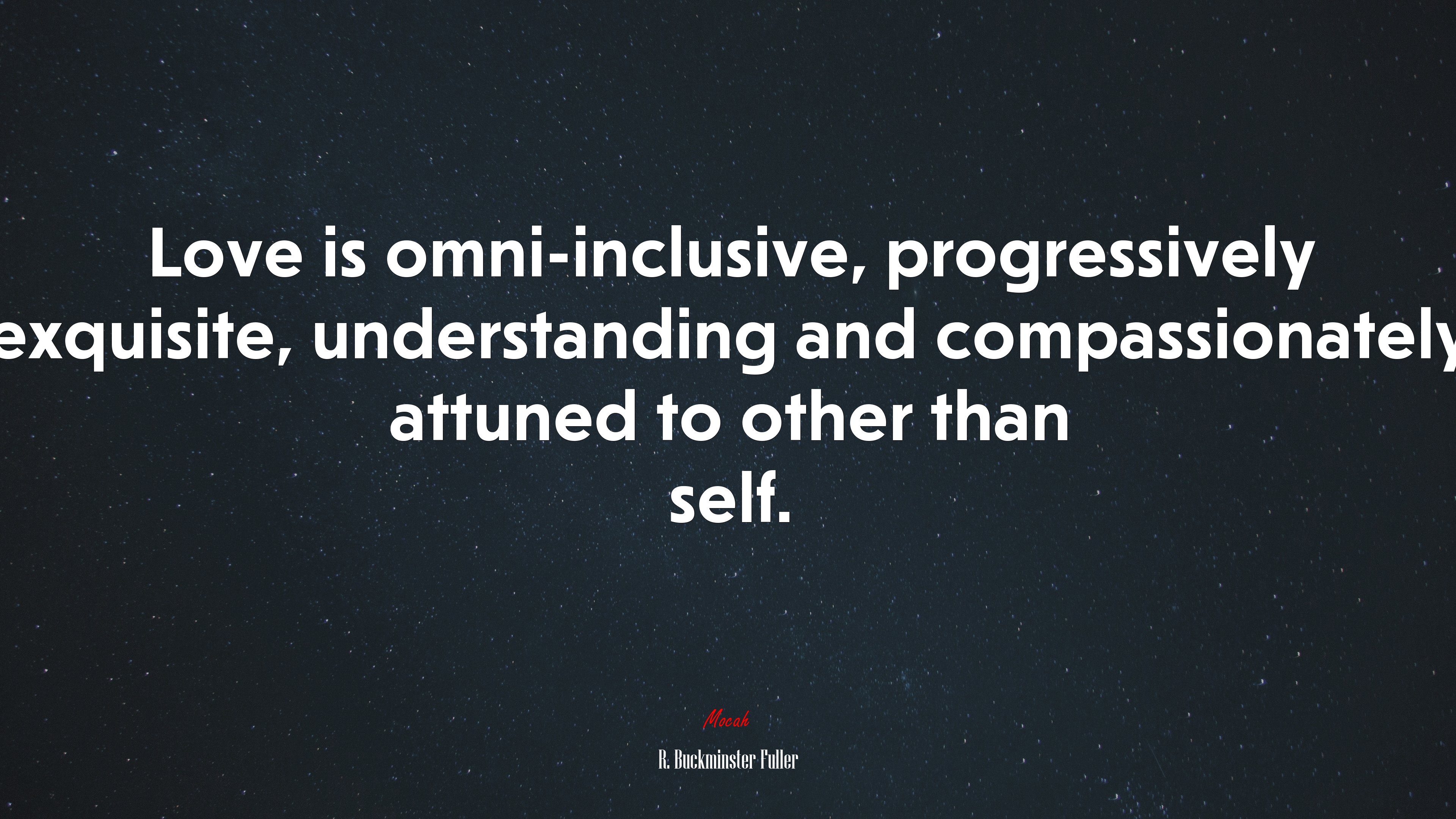 Love is omni-inclusive, progressively exquisite, understanding and compassionately attuned to other than self. | R. Buckminster Fuller quote HD Wallpaper