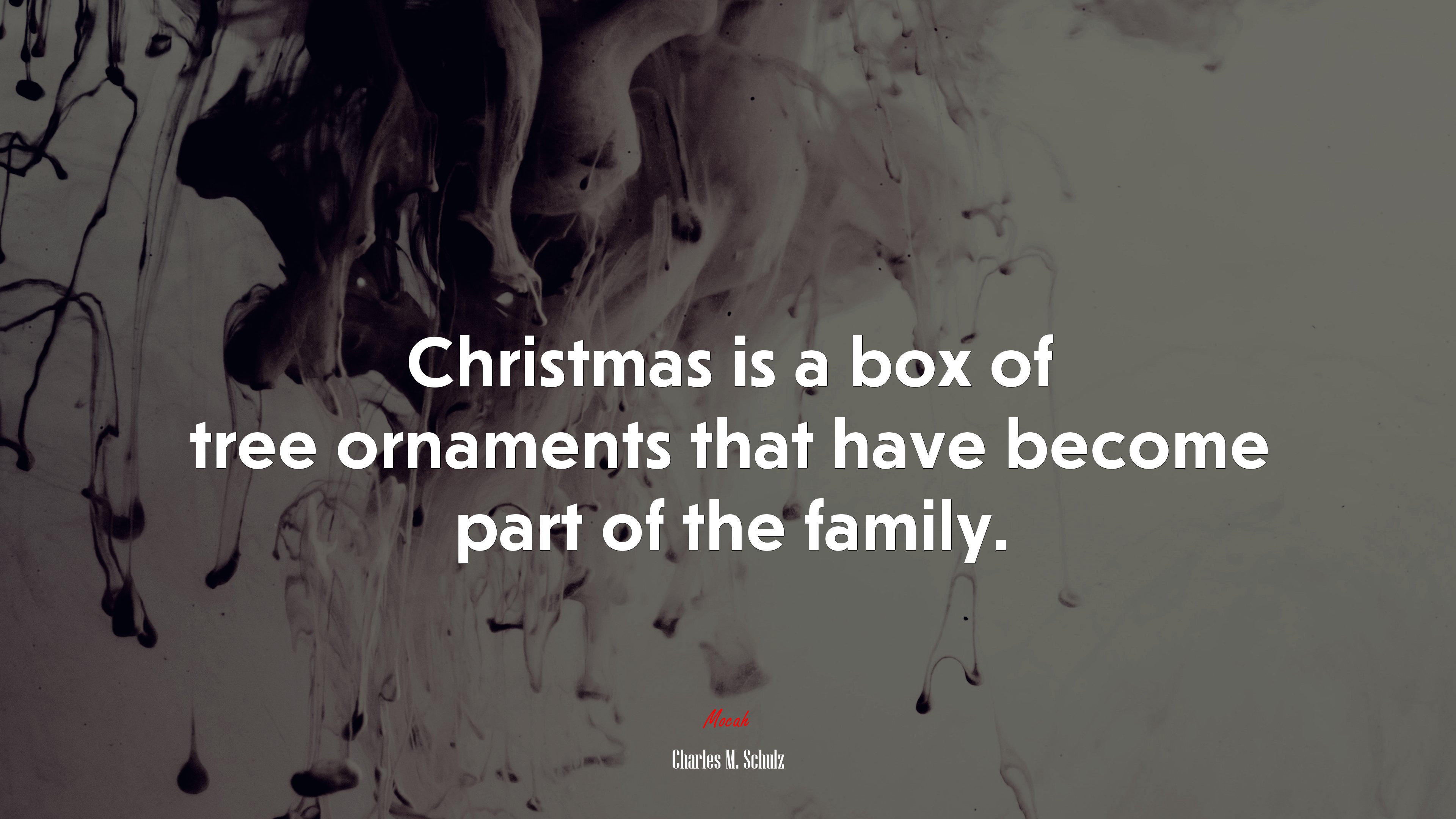 Christmas is a box of tree ornaments that have become part of the family. | Charles M. Schulz quote HD Wallpaper