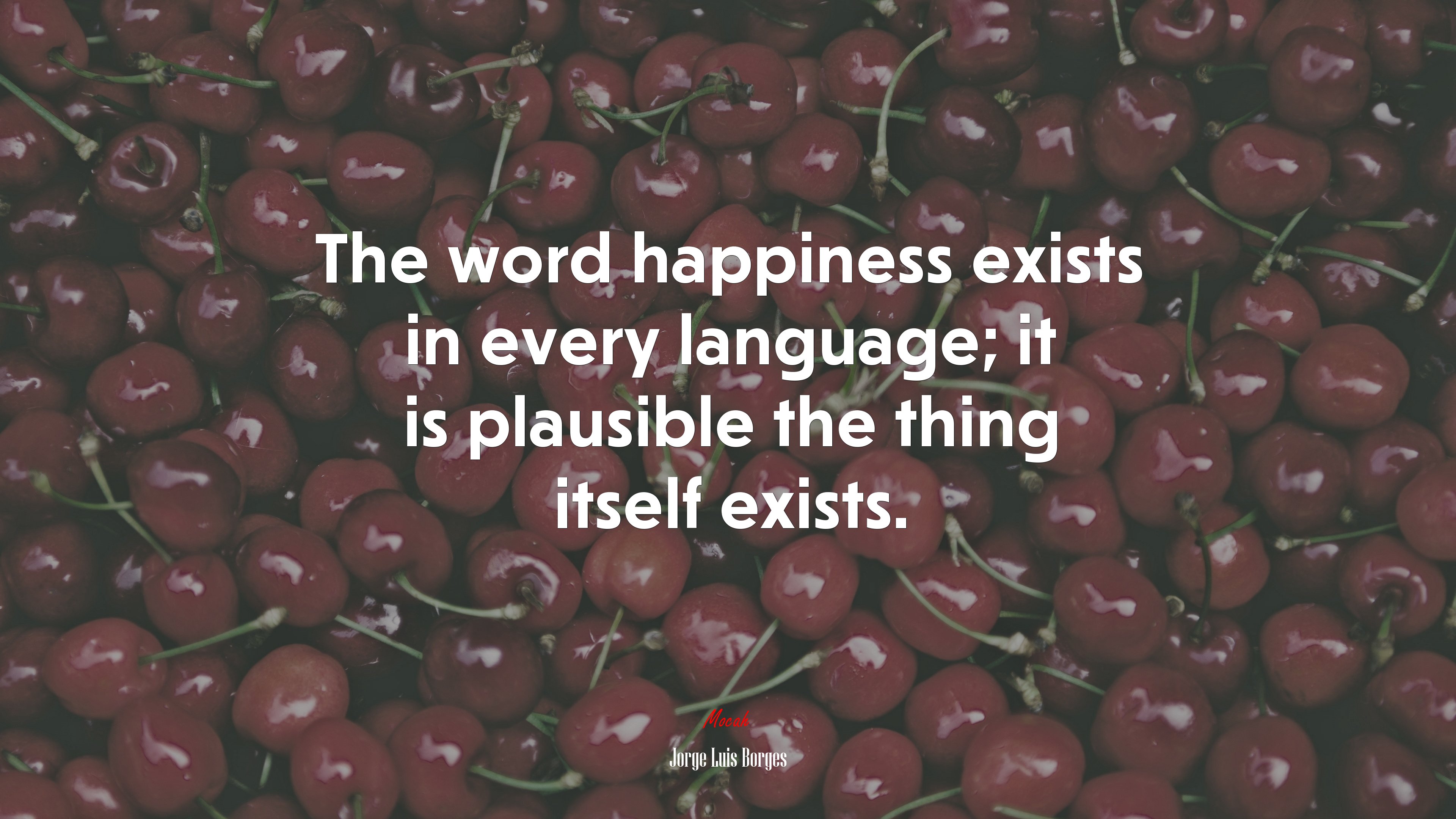 The word happiness exists in every language; it is plausible the thing itself exists. | Jorge Luis Borges quote HD Wallpaper