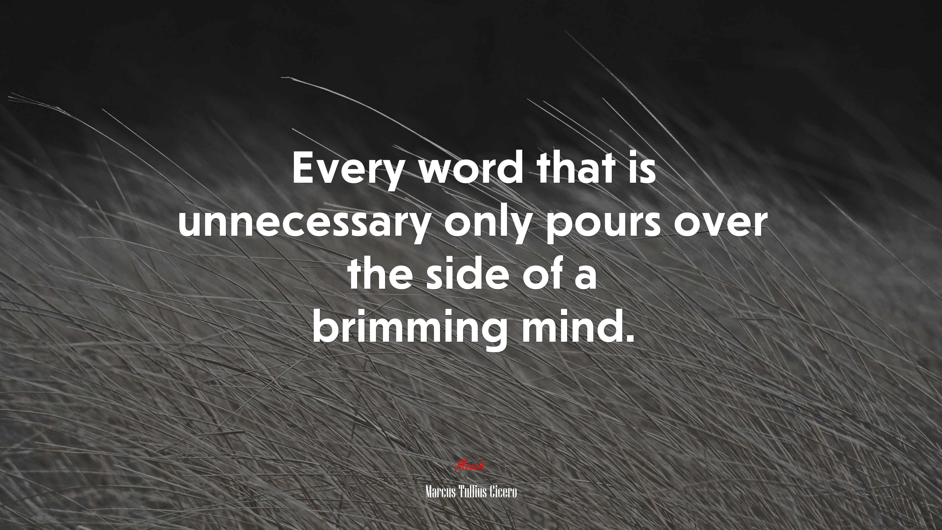 Every word that is unnecessary only pours over the side of a brimming mind. | Marcus Tullius Cicero quote HD Wallpaper