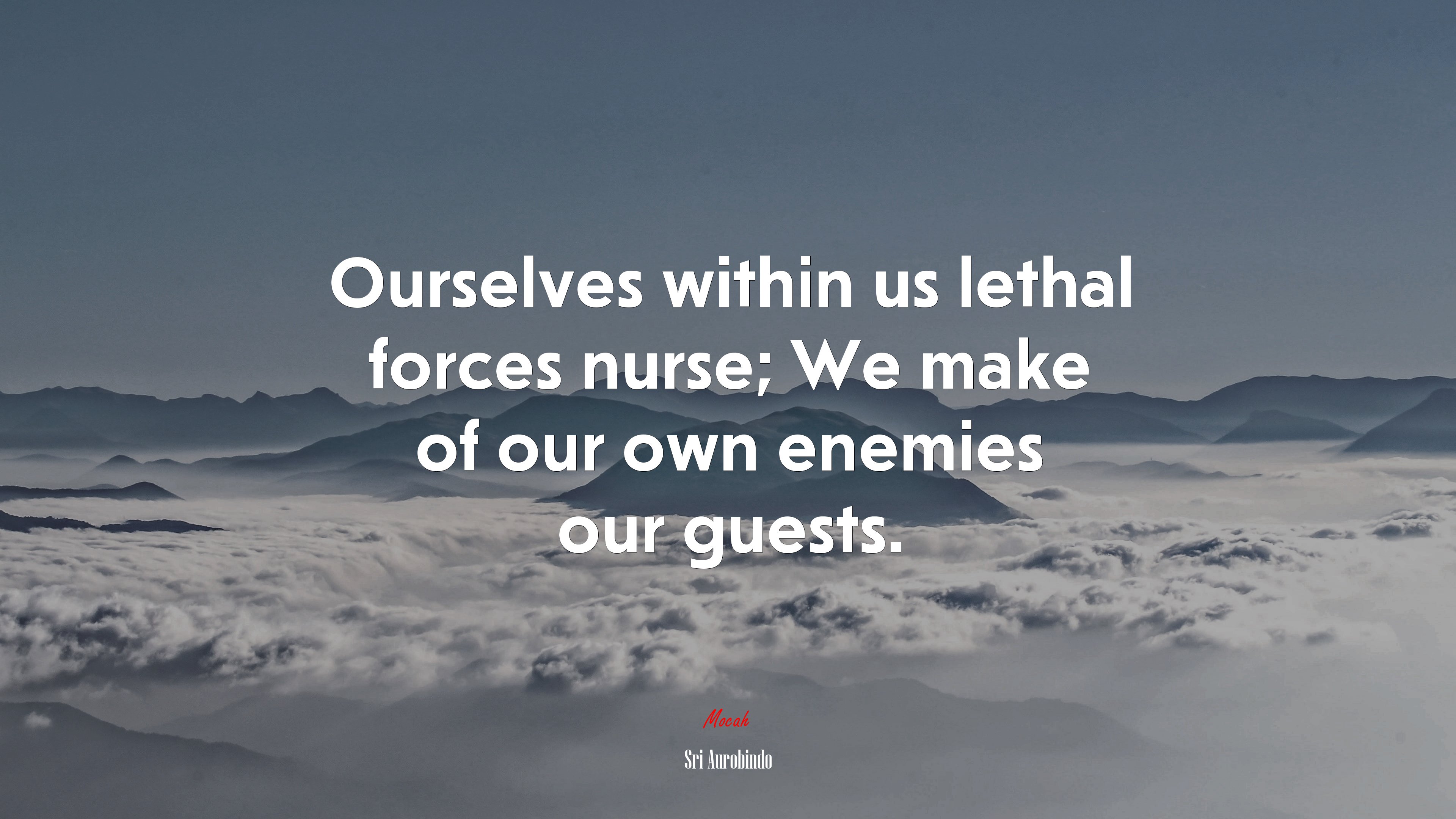 Ourselves within us lethal forces nurse; We make of our own enemies our guests. | Sri Aurobindo quote HD Wallpaper