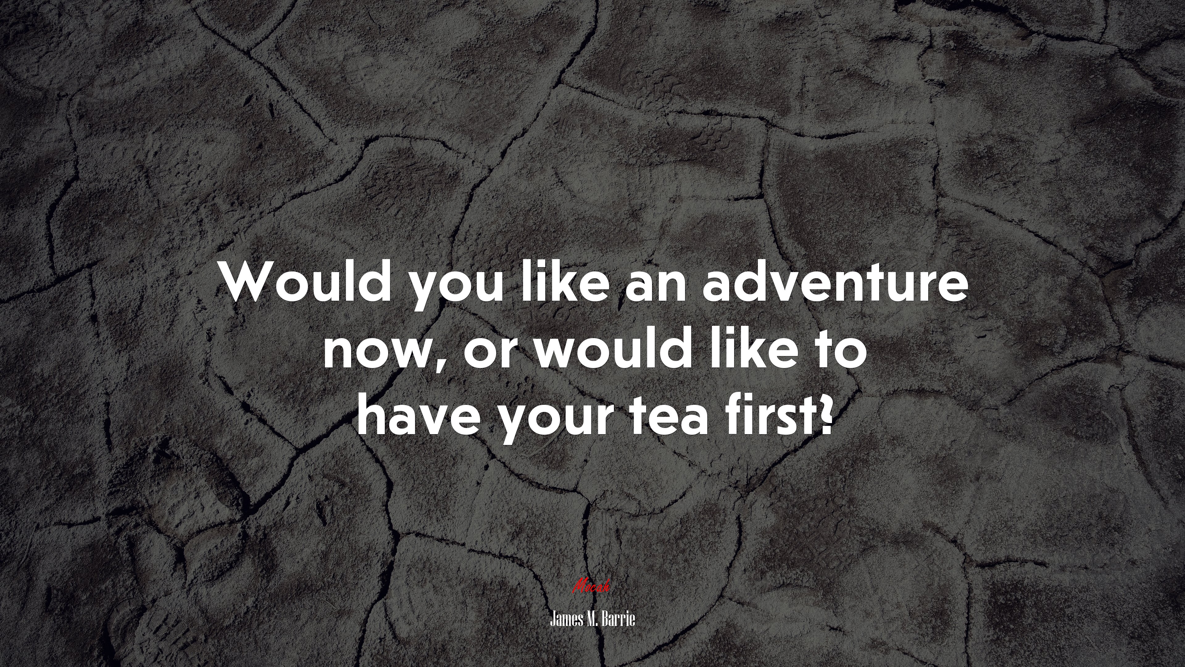 Would you like an adventure now, or would like to have your tea first? | James M. Barrie quote HD Wallpaper