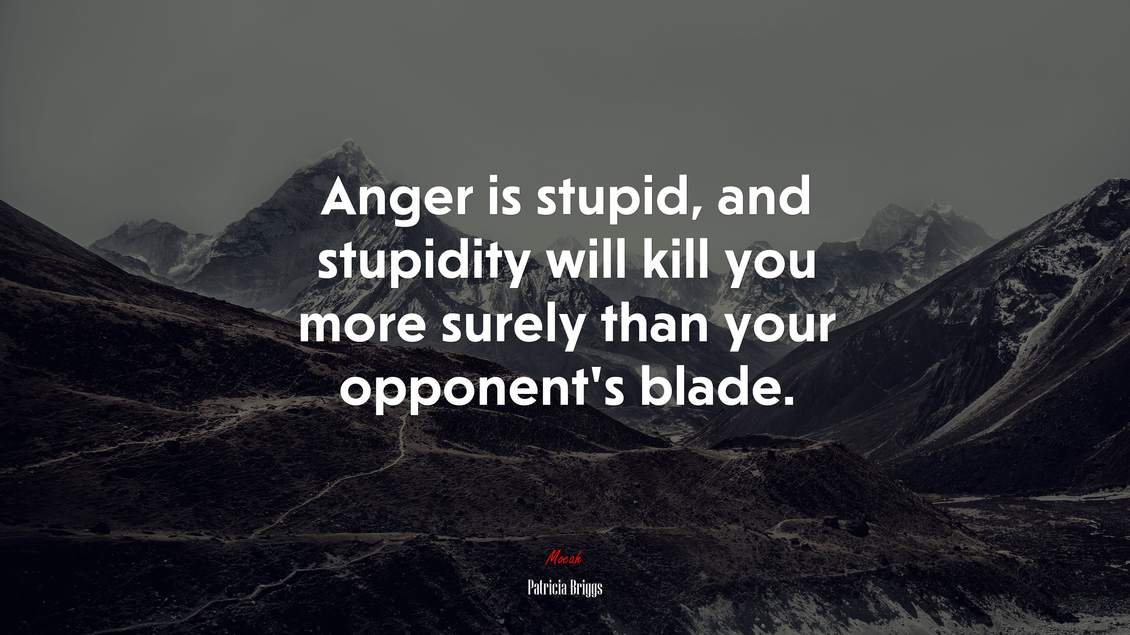 Anger is stupid, and stupidity will kill you more surely than your opponent’s blade. | Patricia Briggs quote HD Wallpaper
