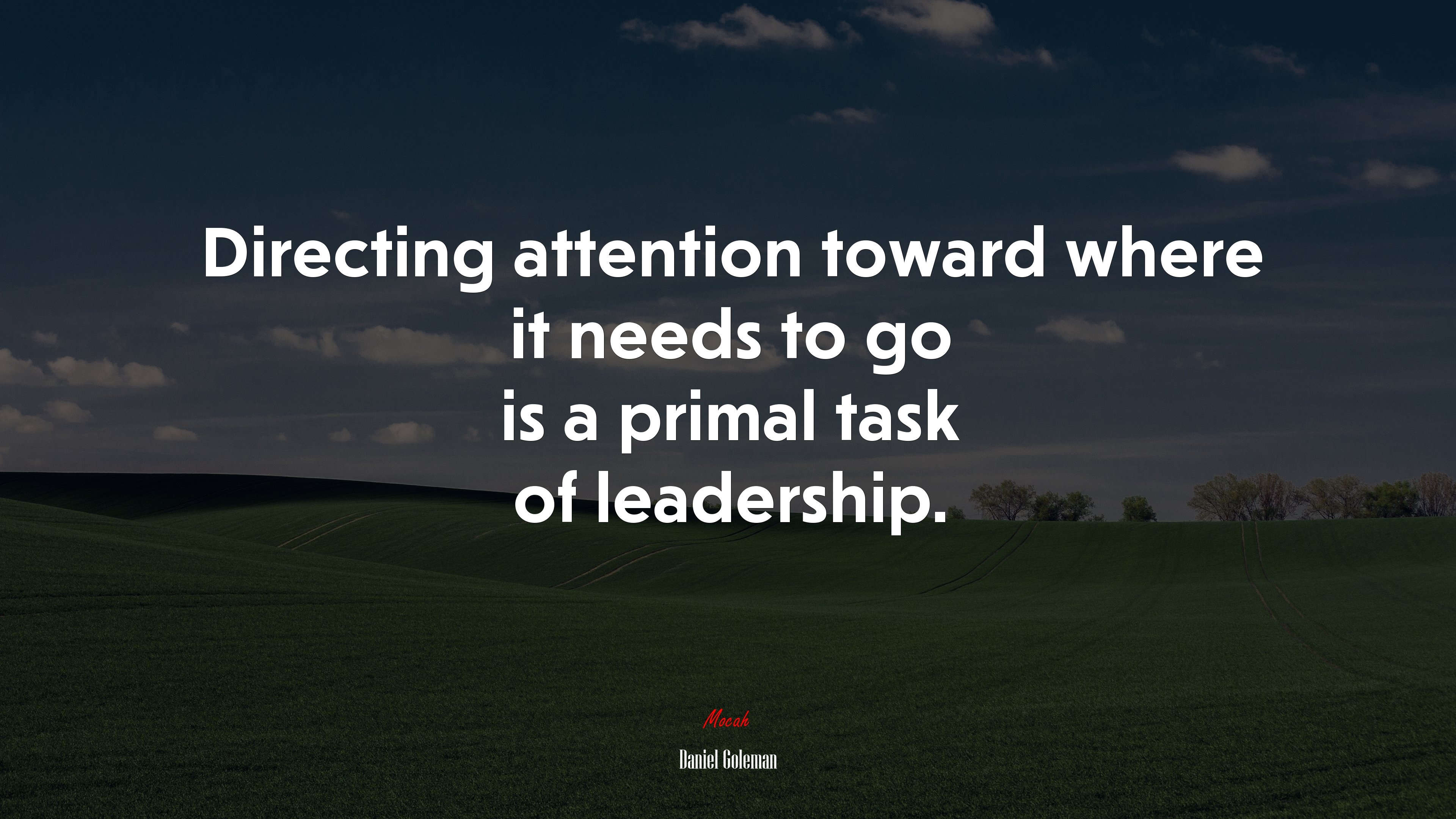 Directing attention toward where it needs to go is a primal task of leadership. | Daniel Goleman quote HD Wallpaper