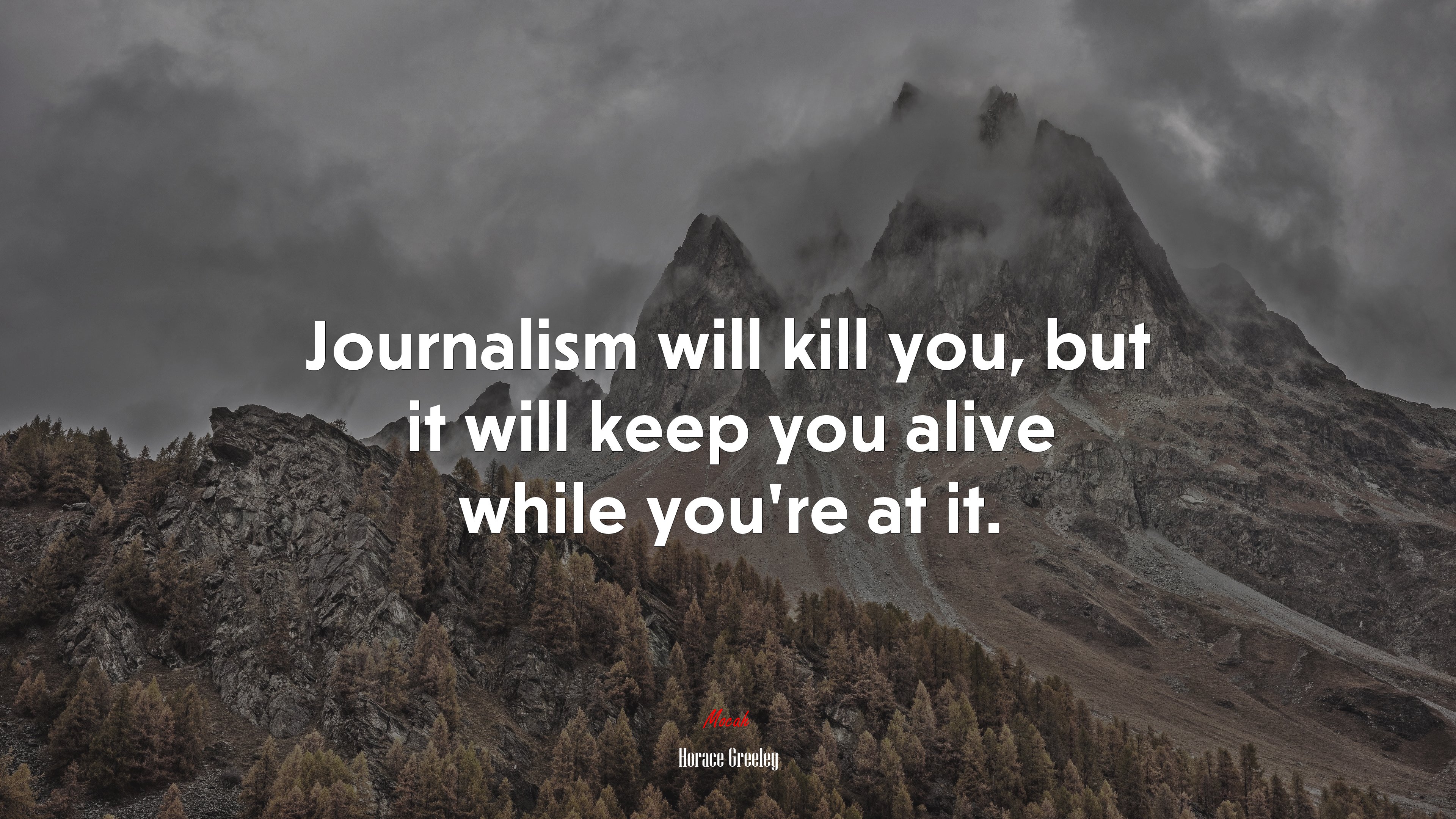 Journalism will kill you, but it will keep you alive while you’re at it. | Horace Greeley quote HD Wallpaper