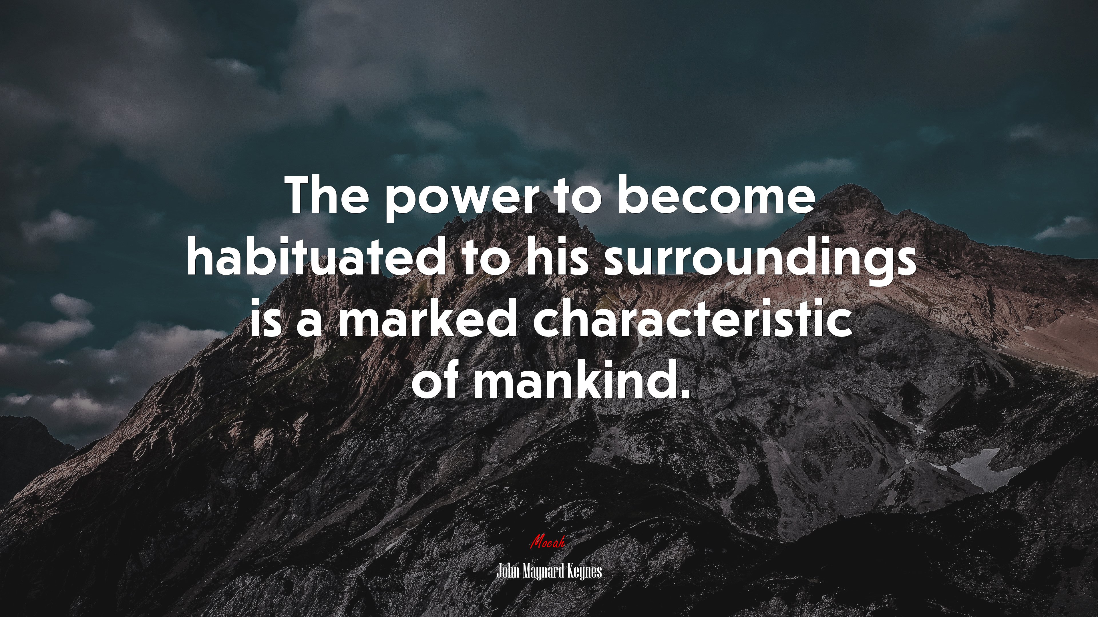 The power to become habituated to his surroundings is a marked characteristic of mankind. | John Maynard Keynes quote HD Wallpaper