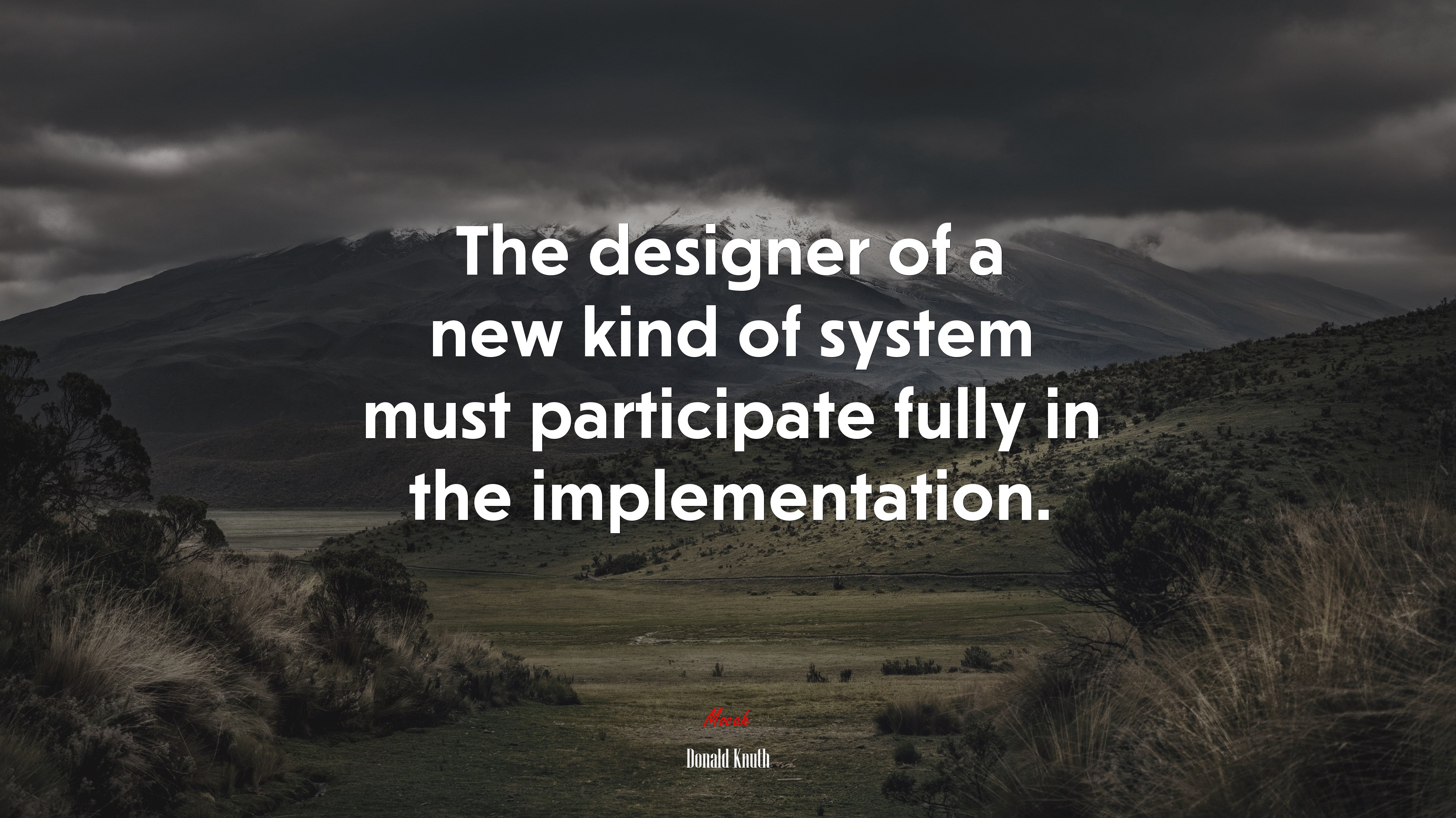 The designer of a new kind of system must participate fully in the implementation. | Donald Knuth quote HD Wallpaper