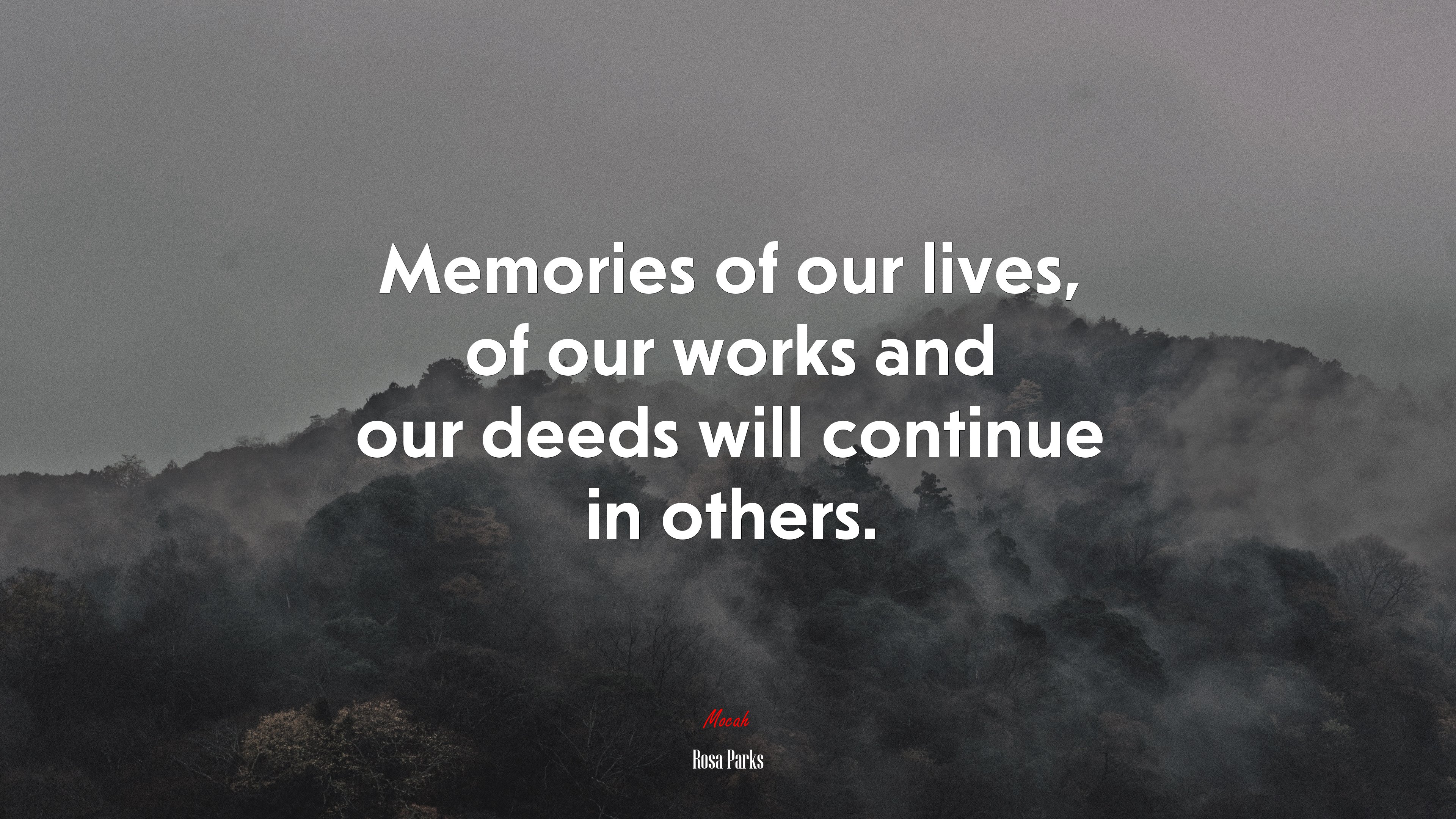 Memories of our lives, of our works and our deeds will continue in others. | Rosa Parks quote HD Wallpaper