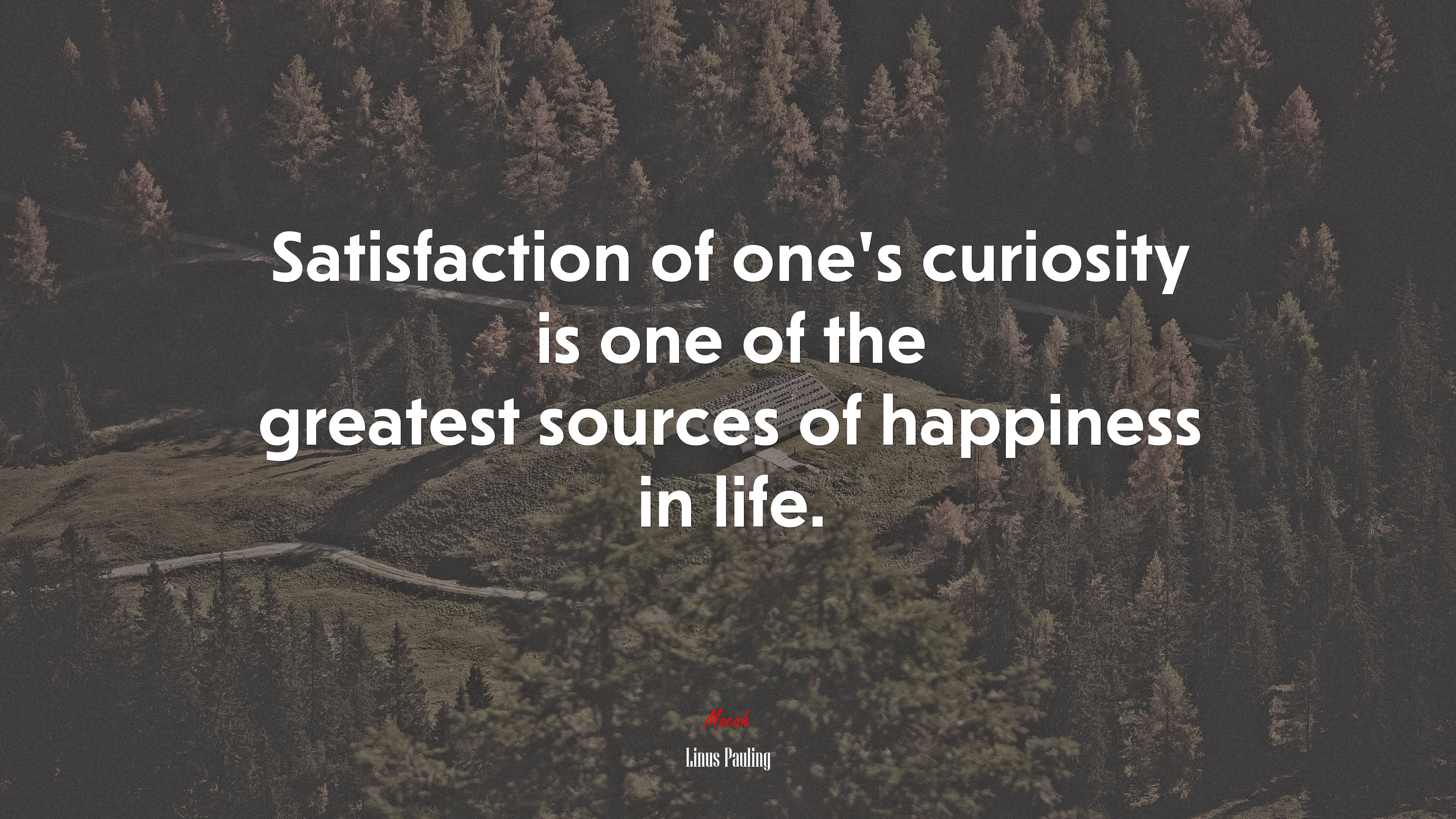 Satisfaction of one’s curiosity is one of the greatest sources of happiness in life. | Linus Pauling quote HD Wallpaper