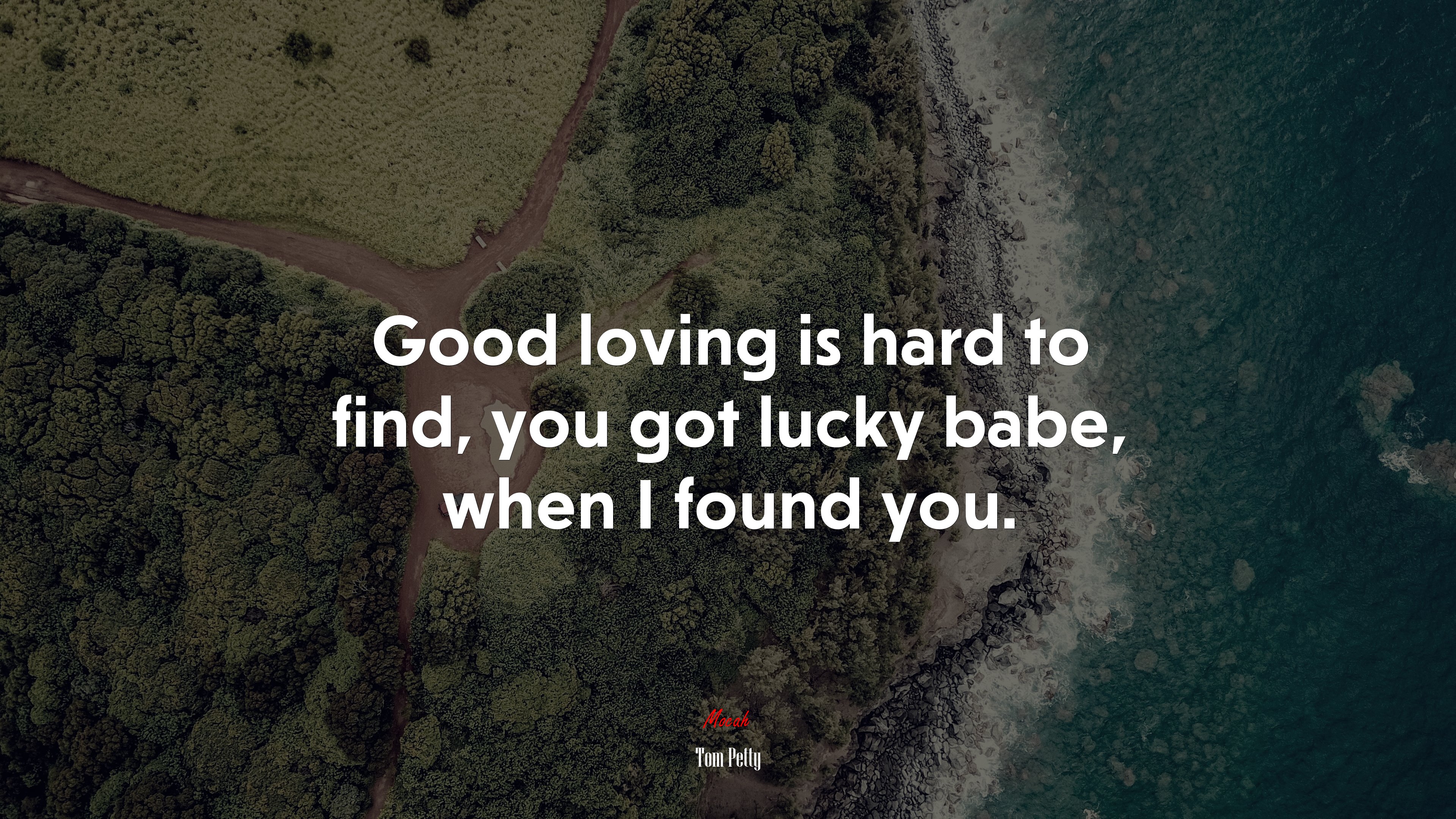 Good loving is hard to find, you got lucky babe, when I found you. | Tom Petty quote HD Wallpaper