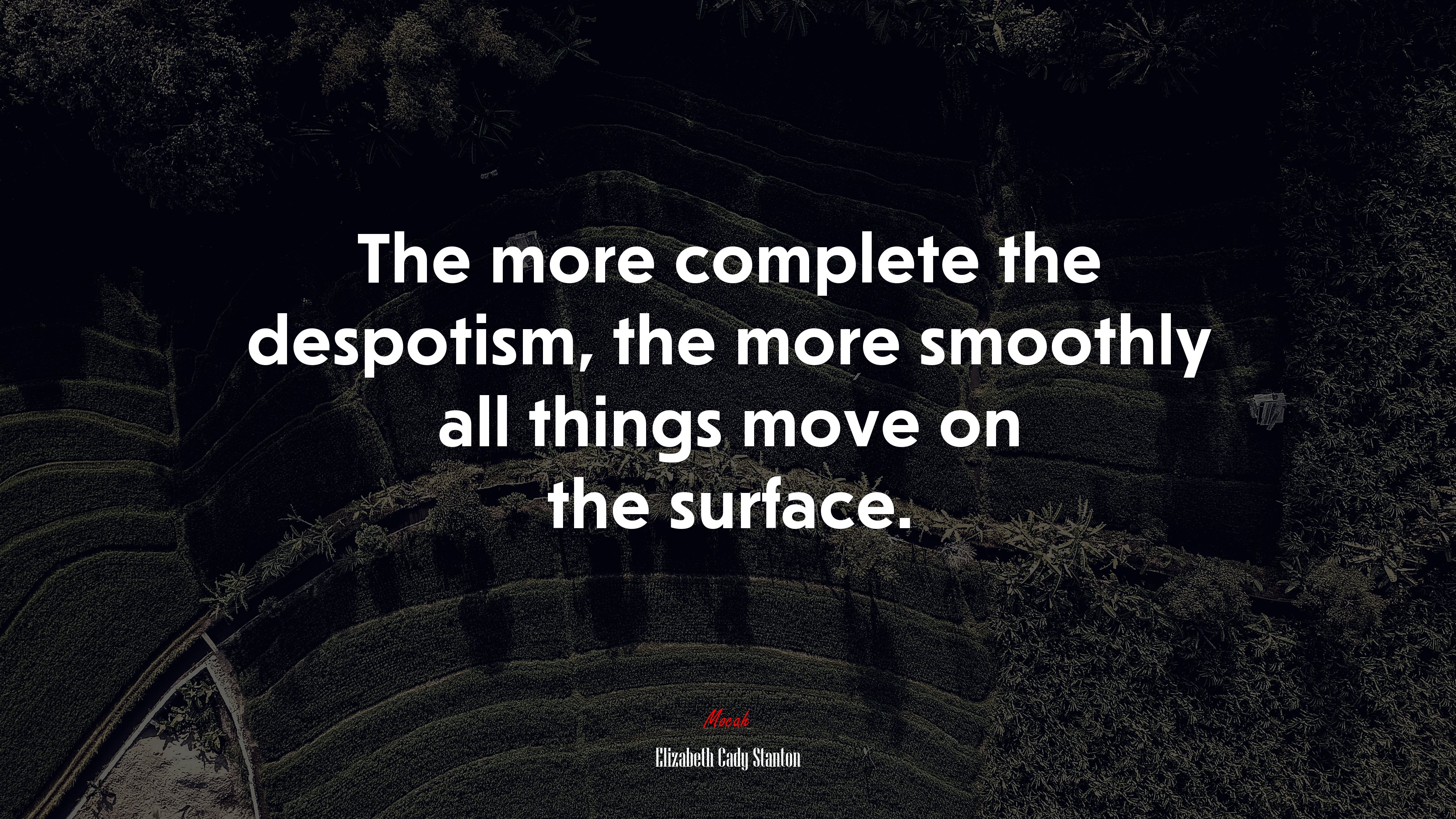 The more complete the despotism, the more smoothly all things move on the surface. | Elizabeth Cady Stanton quote HD Wallpaper