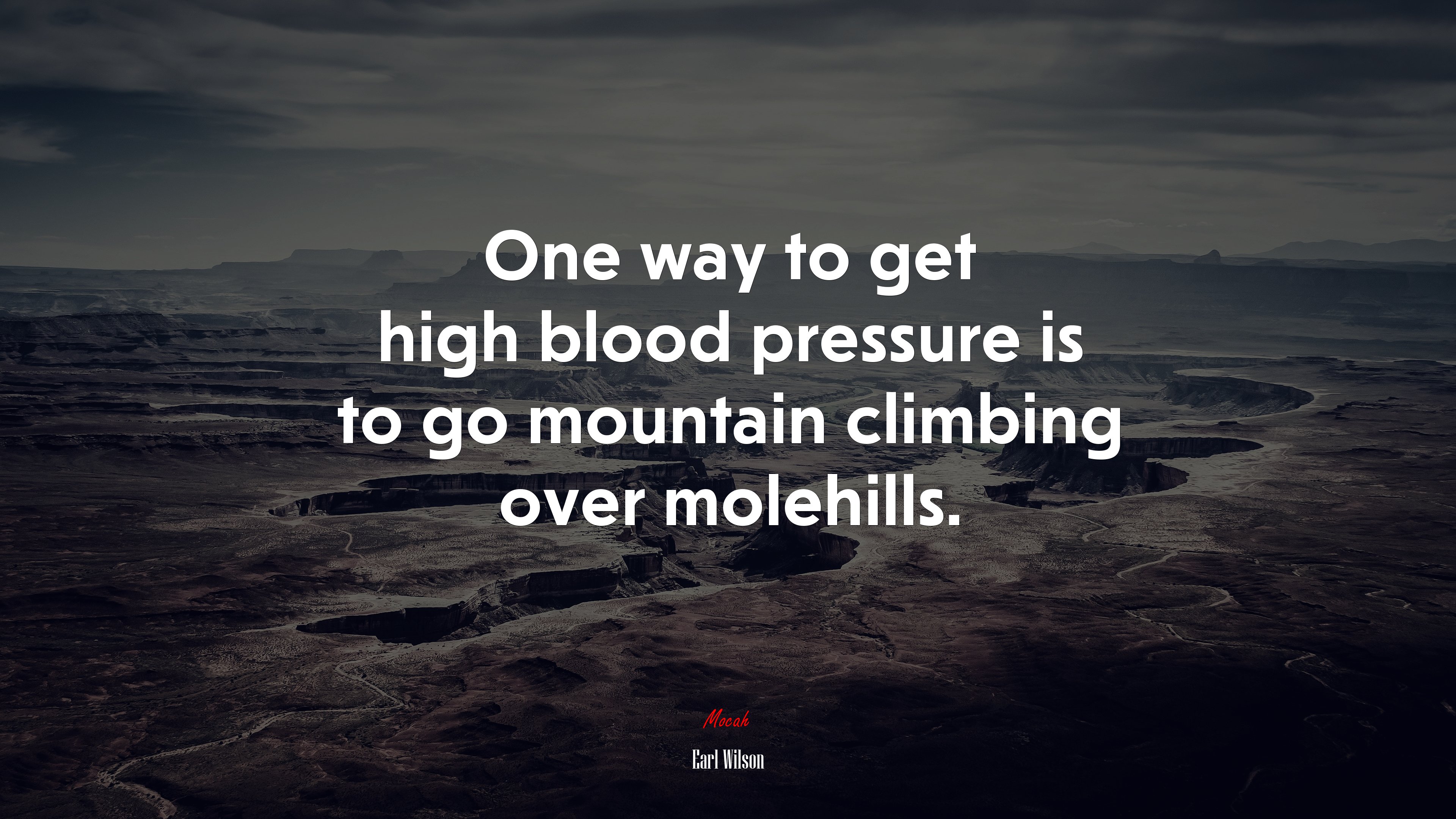 One way to get high blood pressure is to go mountain climbing over molehills. | Earl Wilson quote HD Wallpaper