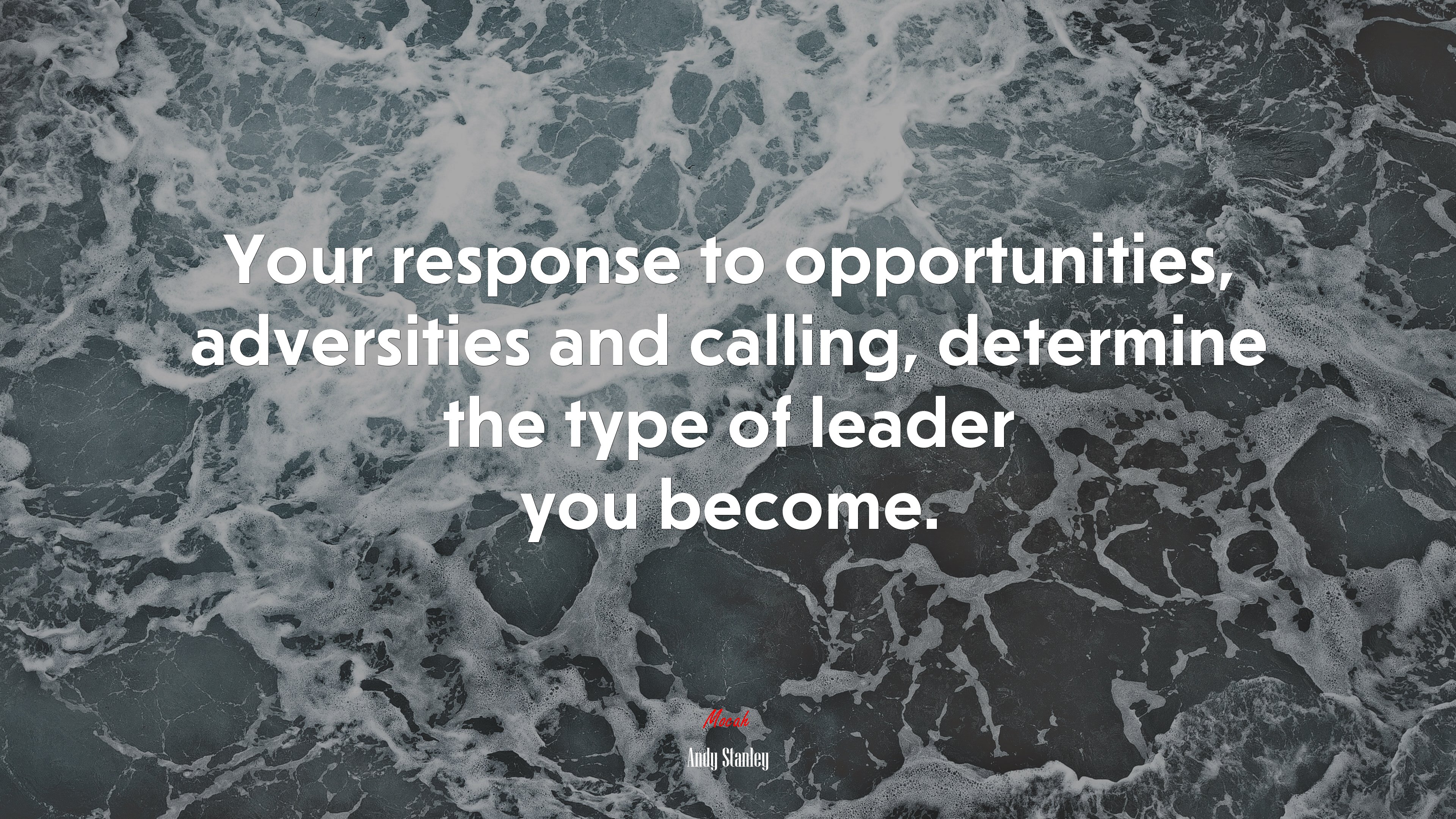 Your response to opportunities, adversities and calling, determine the type of leader you become. | Andy Stanley quote HD Wallpaper