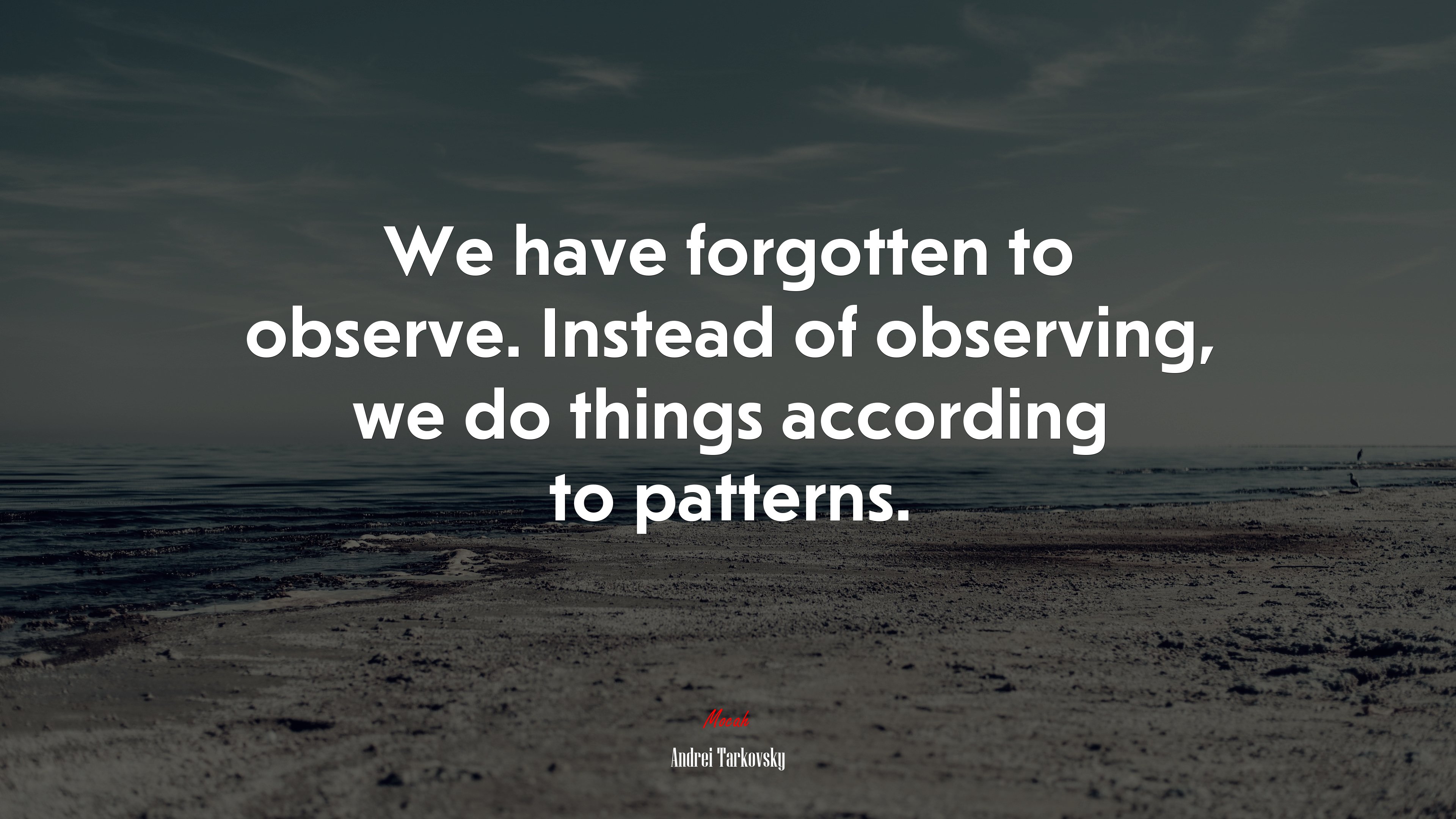 We have forgotten to observe. Instead of observing, we do things according to patterns. | Andrei Tarkovsky quote HD Wallpaper