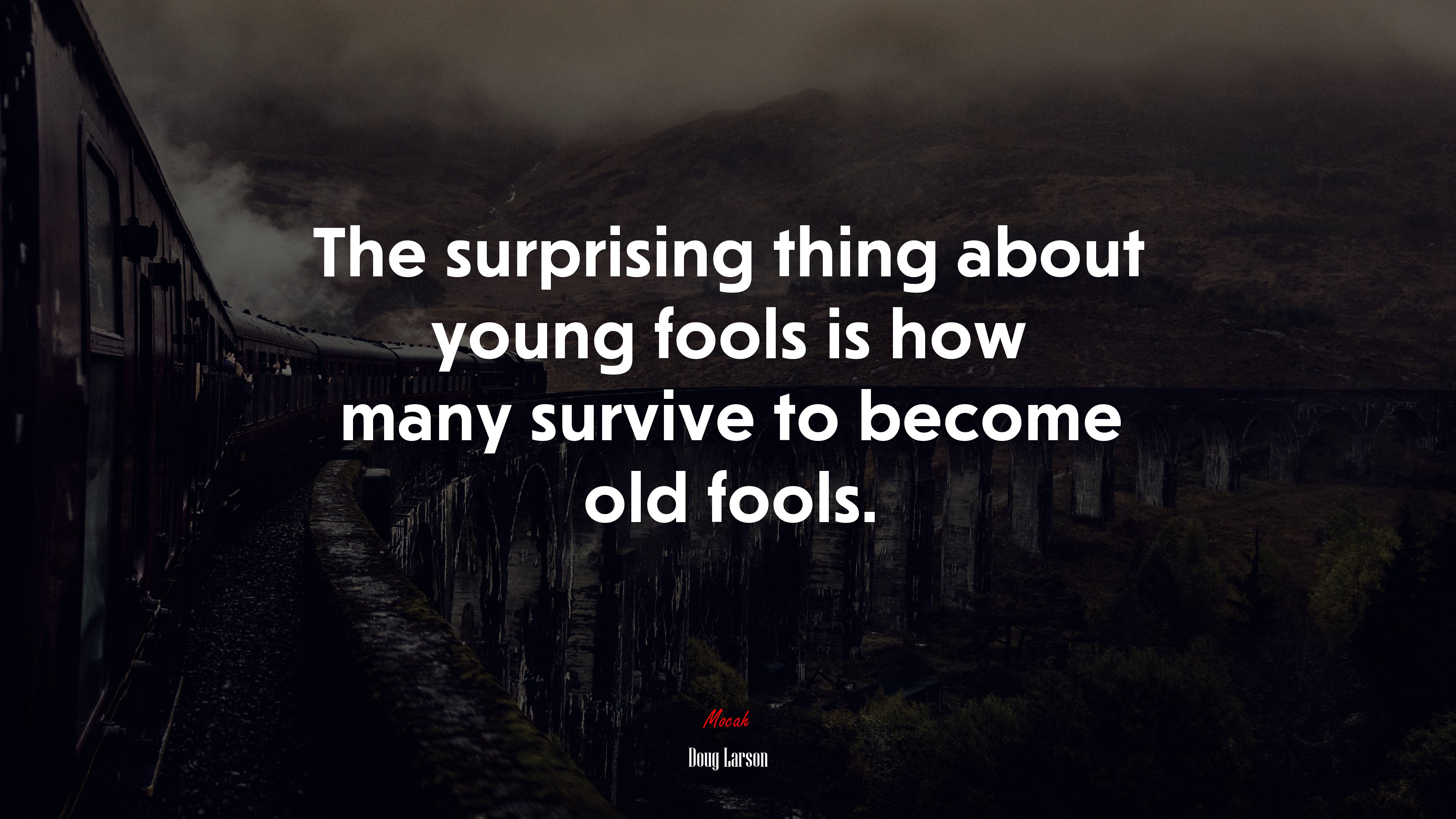 The surprising thing about young fools is how many survive to become old fools. | Doug Larson quote HD Wallpaper