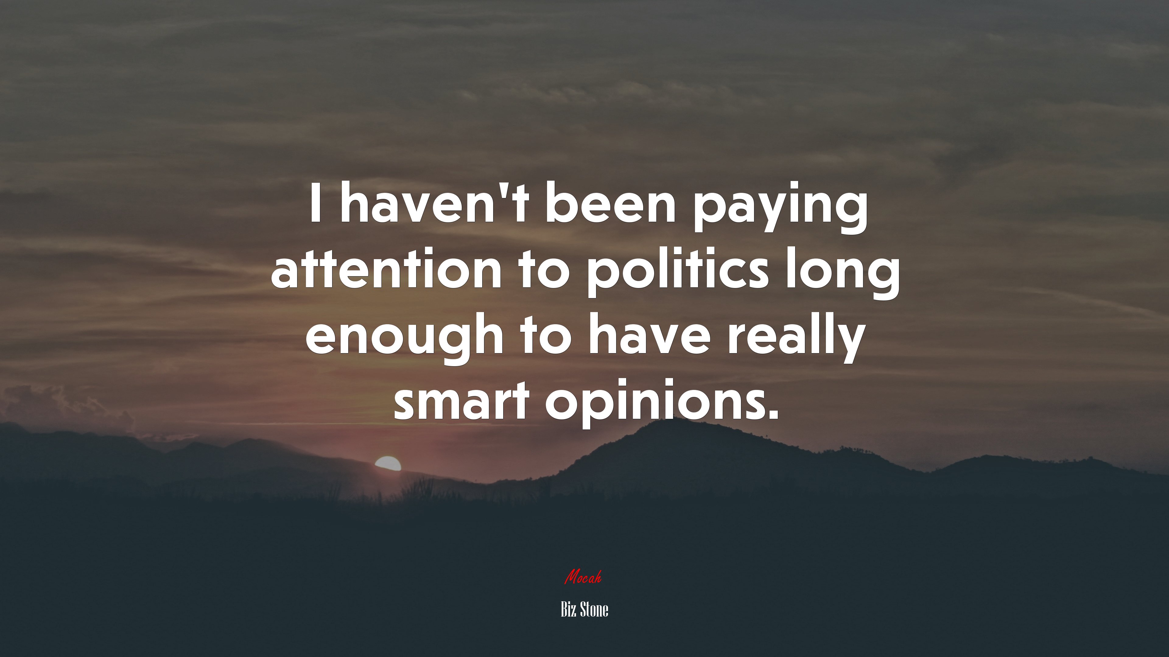 I haven’t been paying attention to politics long enough to have really smart opinions. | Biz Stone quote HD Wallpaper
