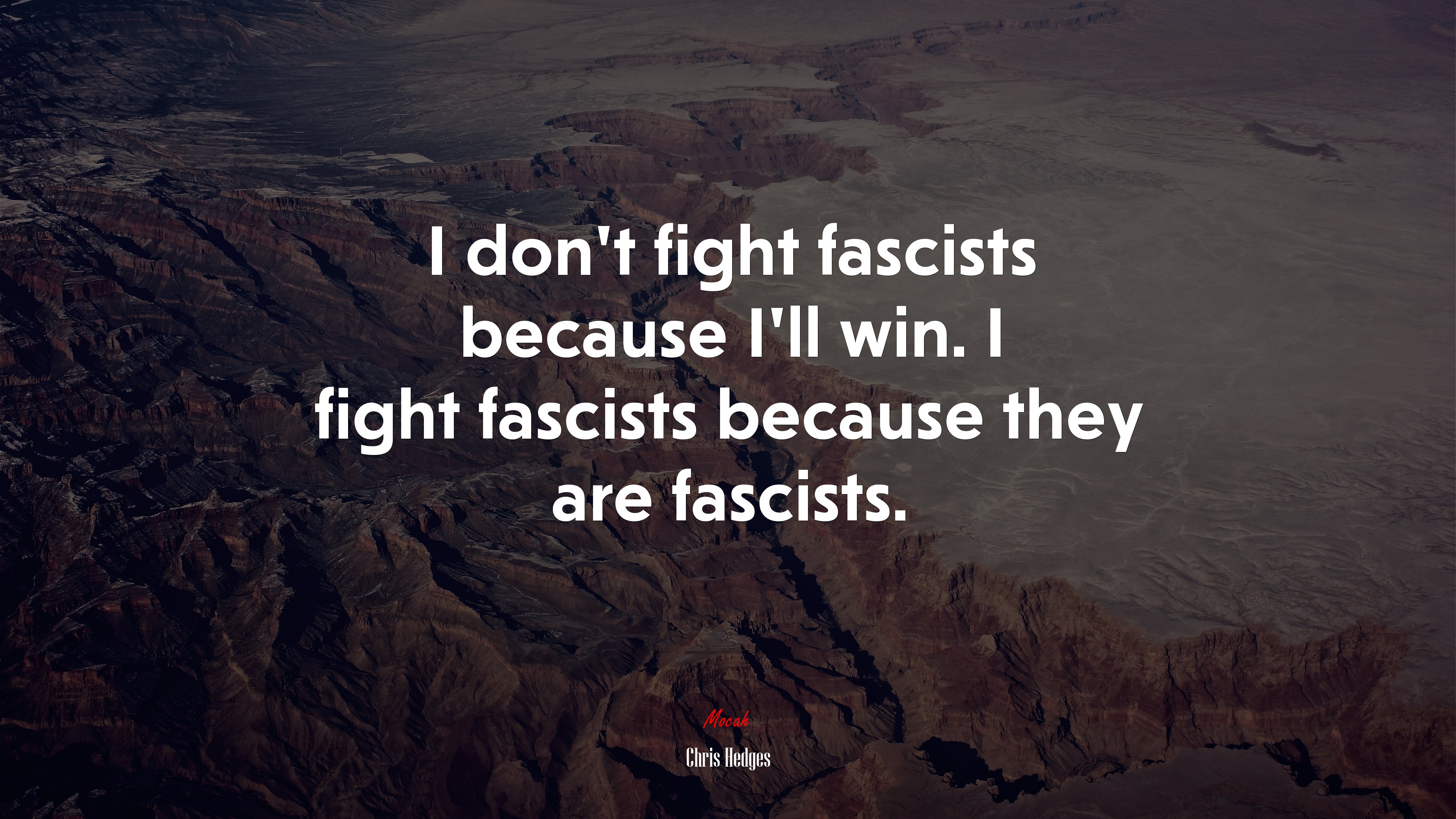 I don’t fight fascists because I’ll win. I fight fascists because they are fascists. | Chris Hedges quote HD Wallpaper