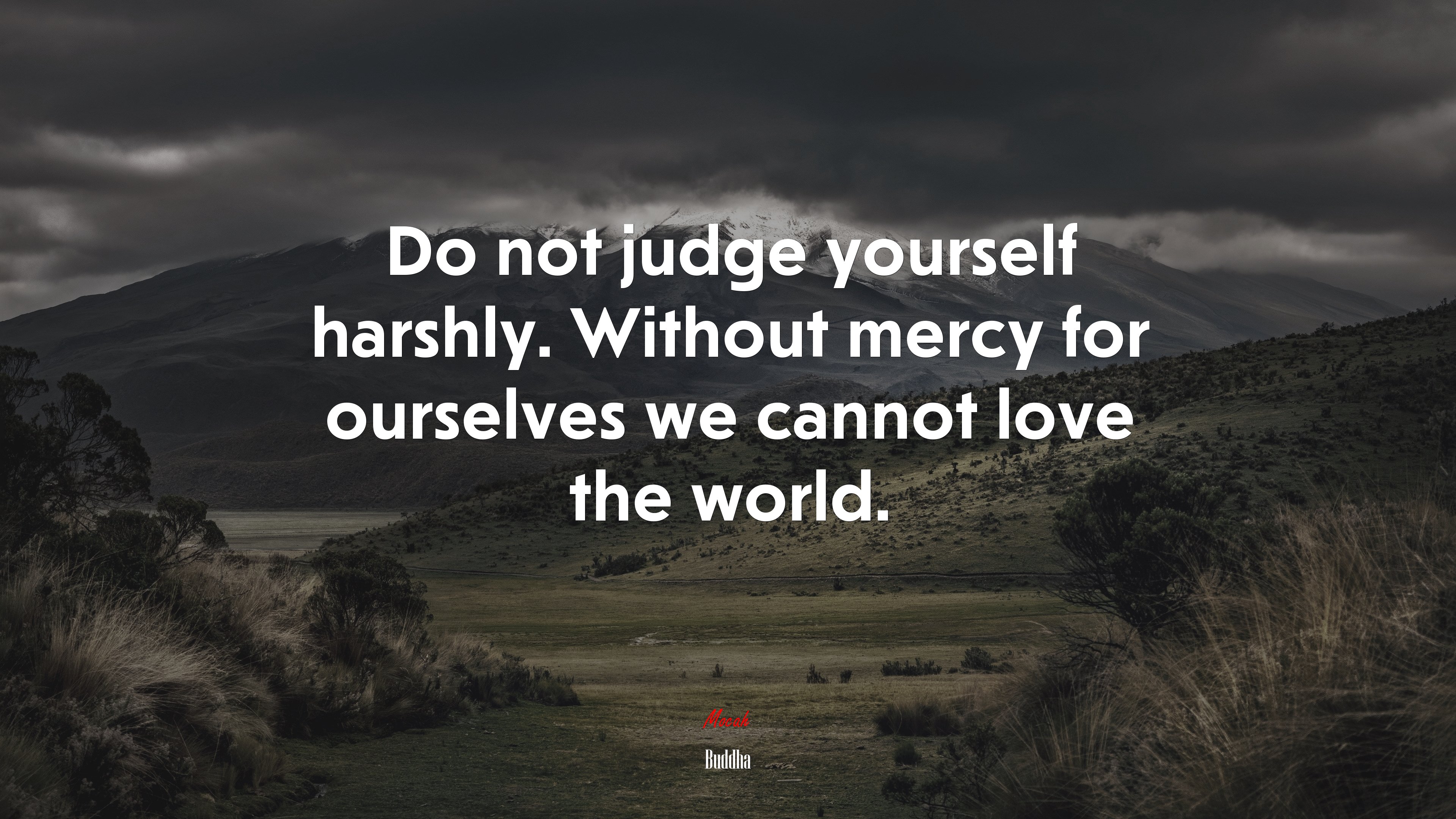 Do not judge yourself harshly. Without mercy for ourselves we cannot love the world. | Buddha quote HD Wallpaper
