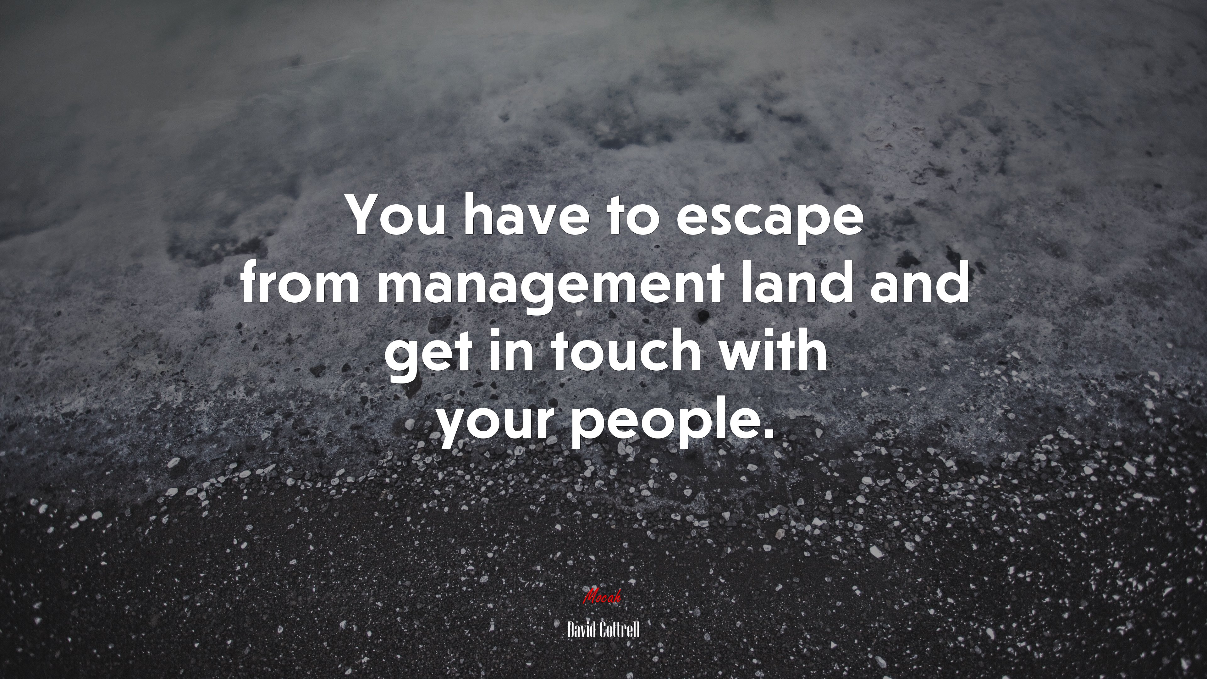 You have to escape from management land and get in touch with your people. | David Cottrell quote HD Wallpaper