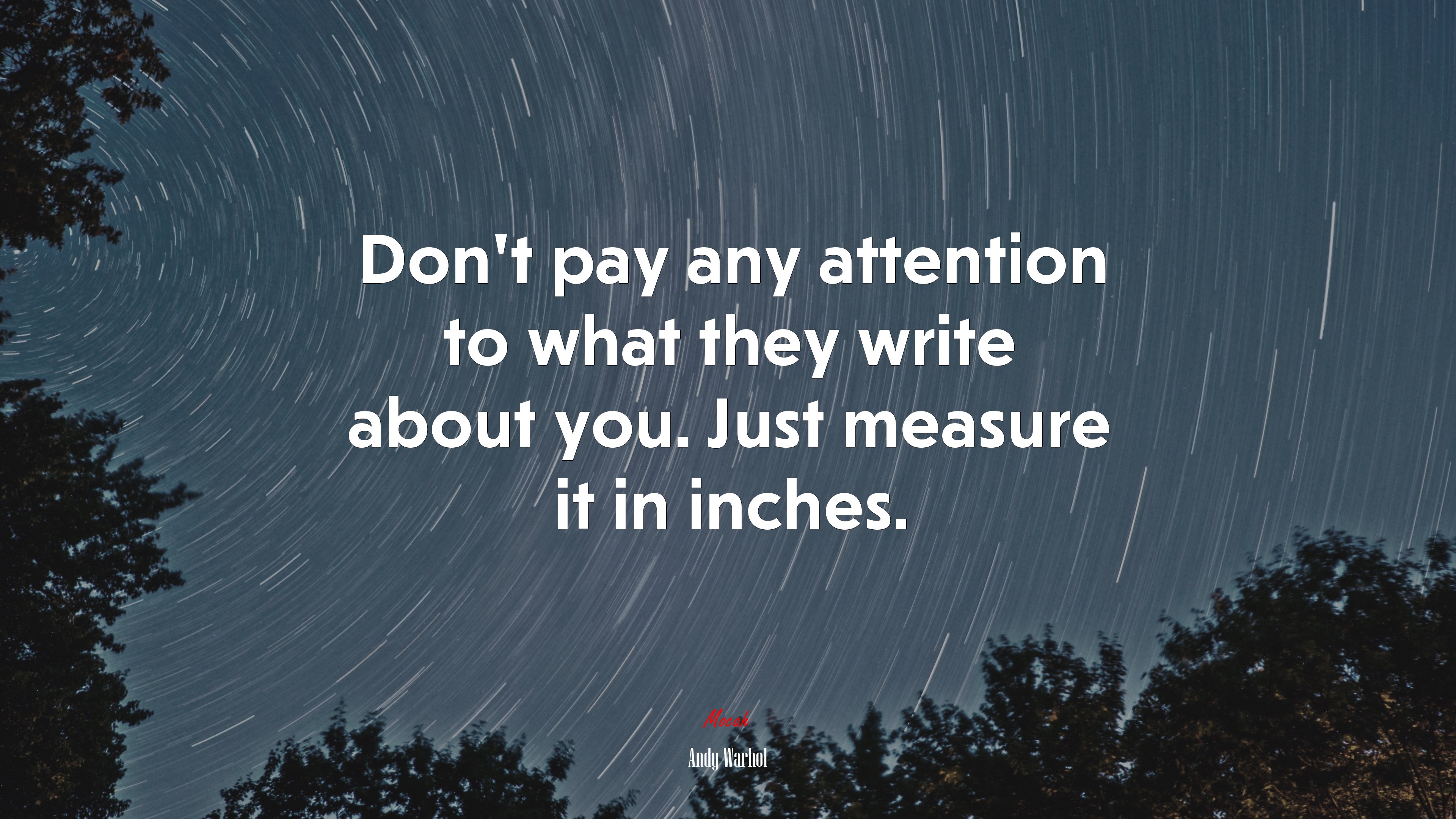 Dont pay any attention to what they write about you. Just measure it in inches. | Andy Warhol quote HD Wallpaper