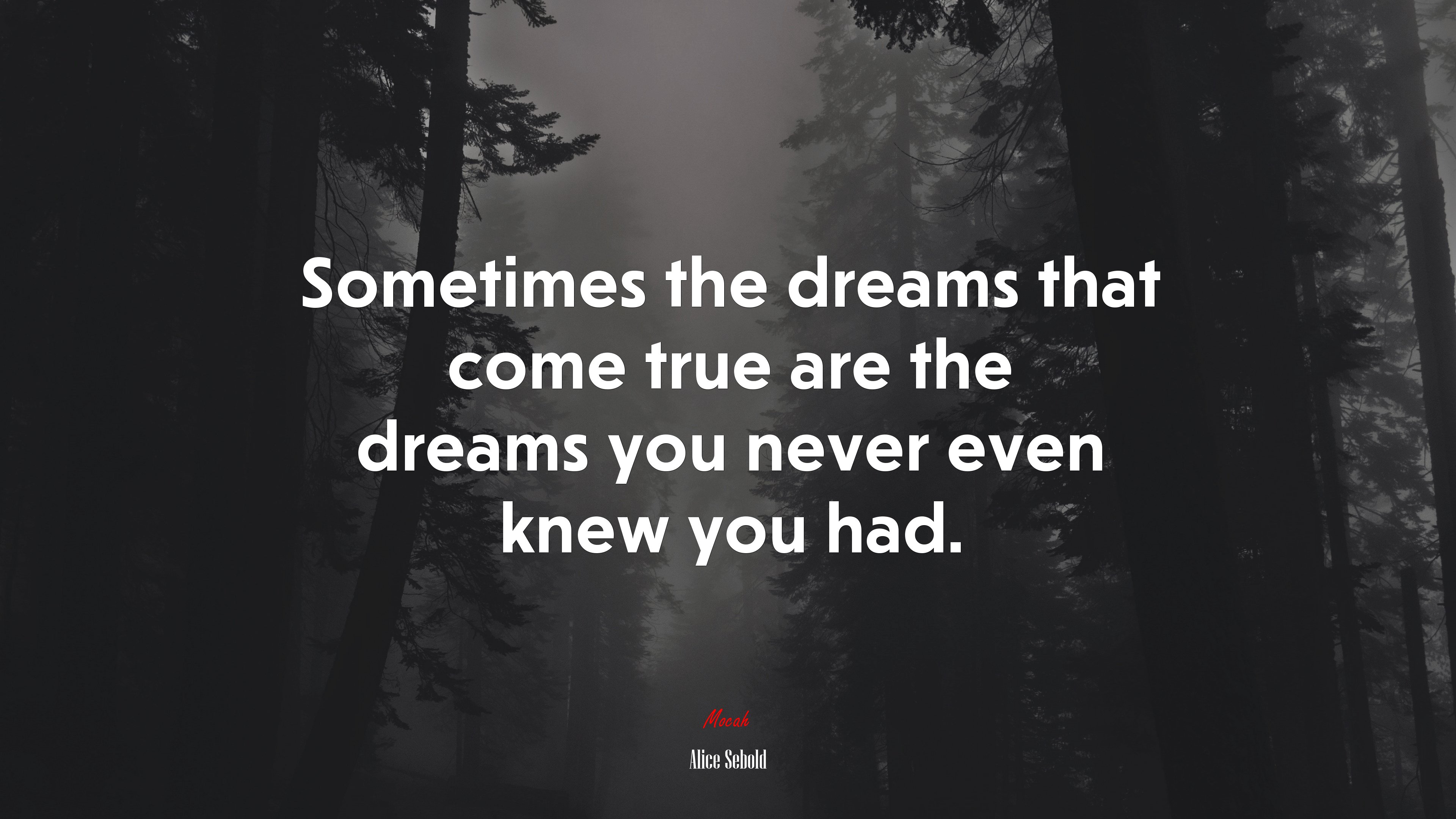 Sometimes the dreams that come true are the dreams you never even knew you had. | Alice Sebold quote HD Wallpaper