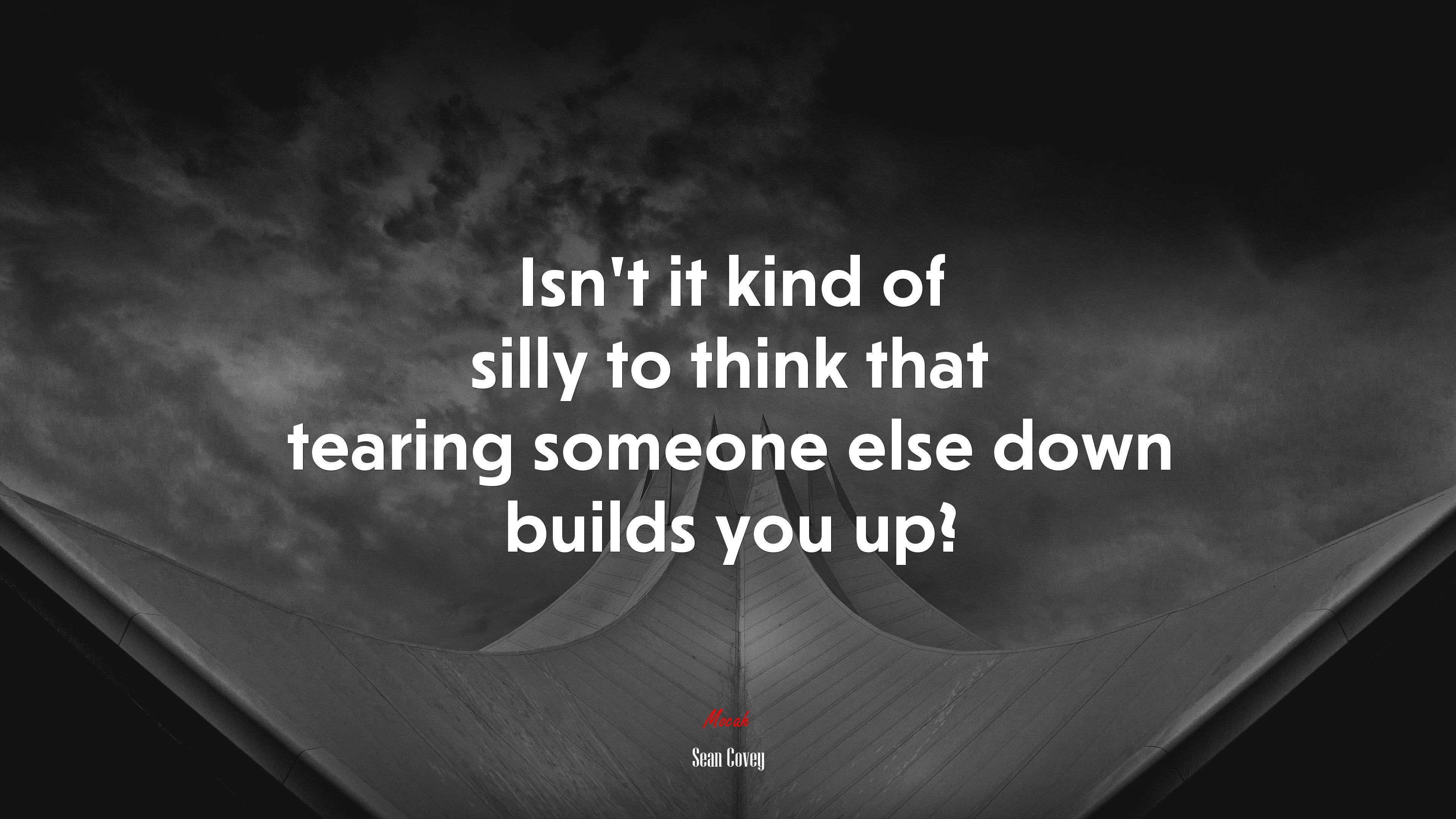 Isn’t it kind of silly to think that tearing someone else down builds you up? | Sean Covey quote HD Wallpaper
