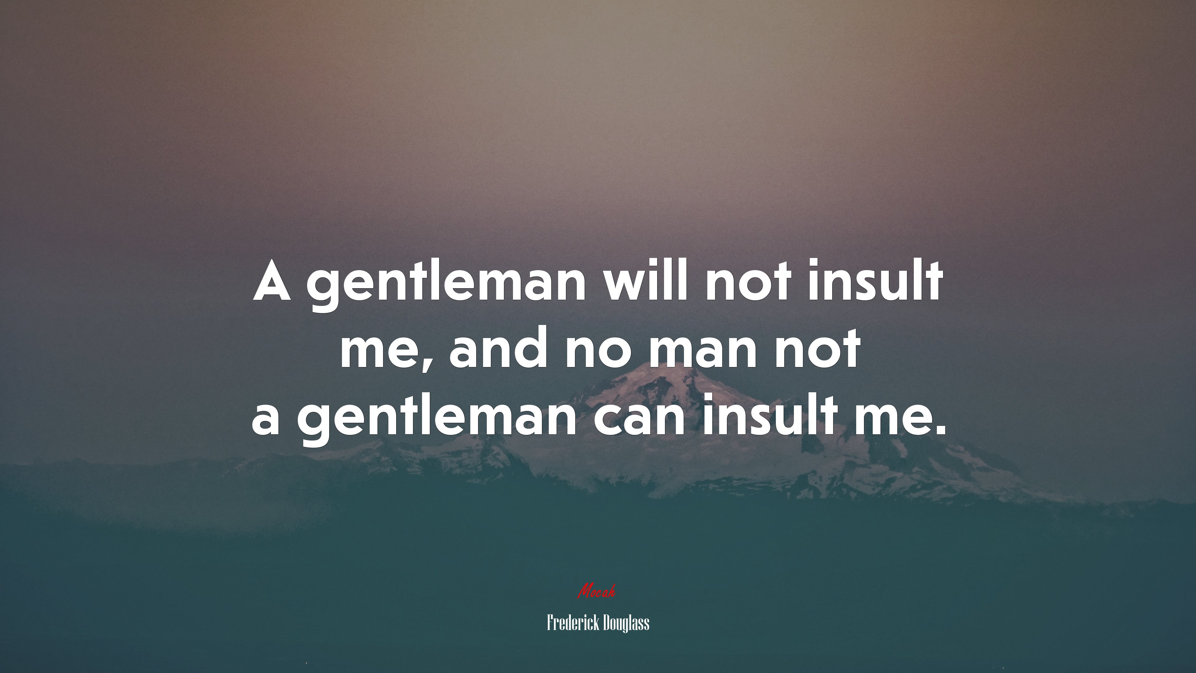 A gentleman will not insult me, and no man not a gentleman can insult me. | Frederick Douglass quote HD Wallpaper