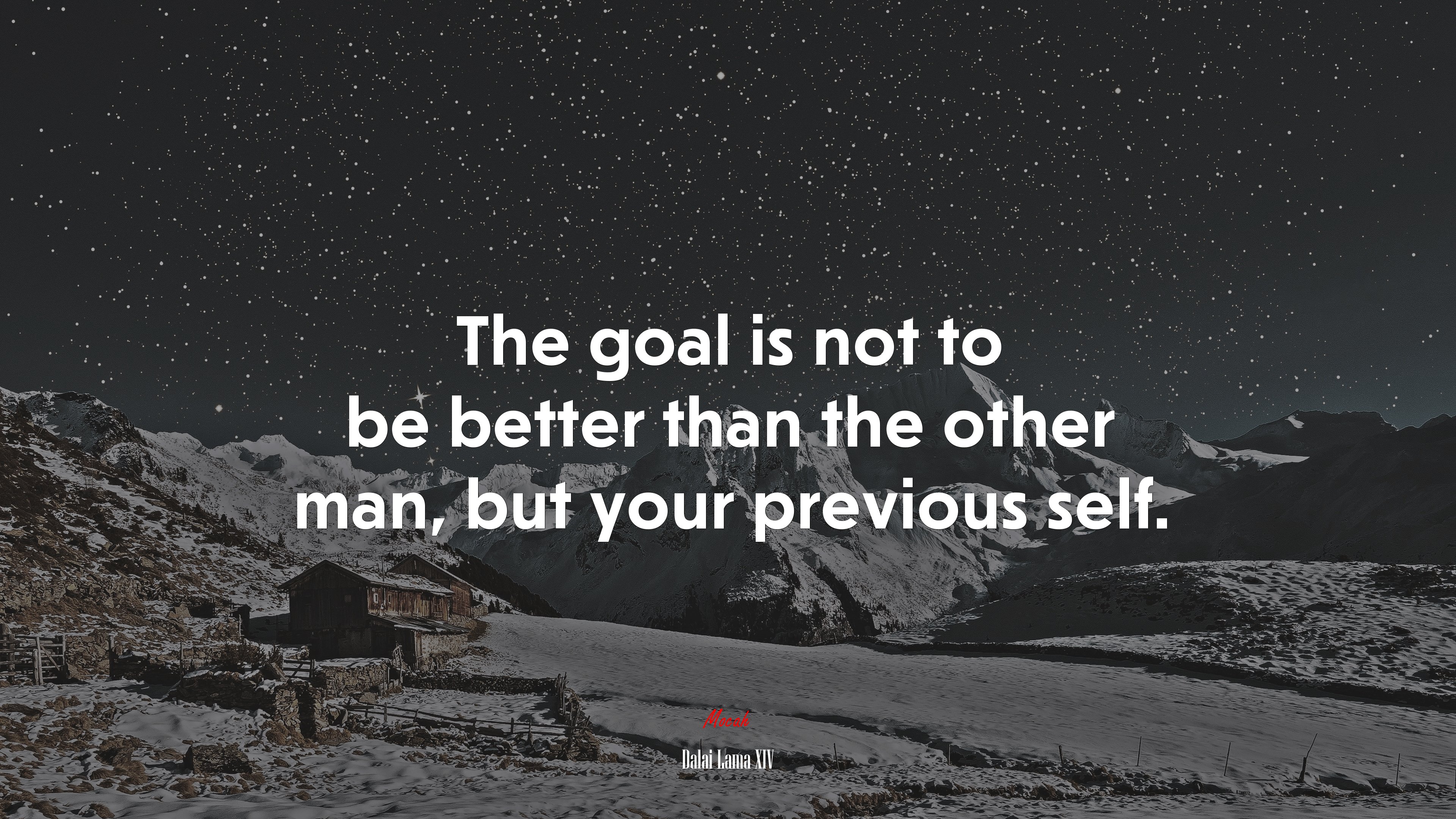 The goal is not to be better than the other man, but your previous self. | Dalai Lama XIV quote HD Wallpaper