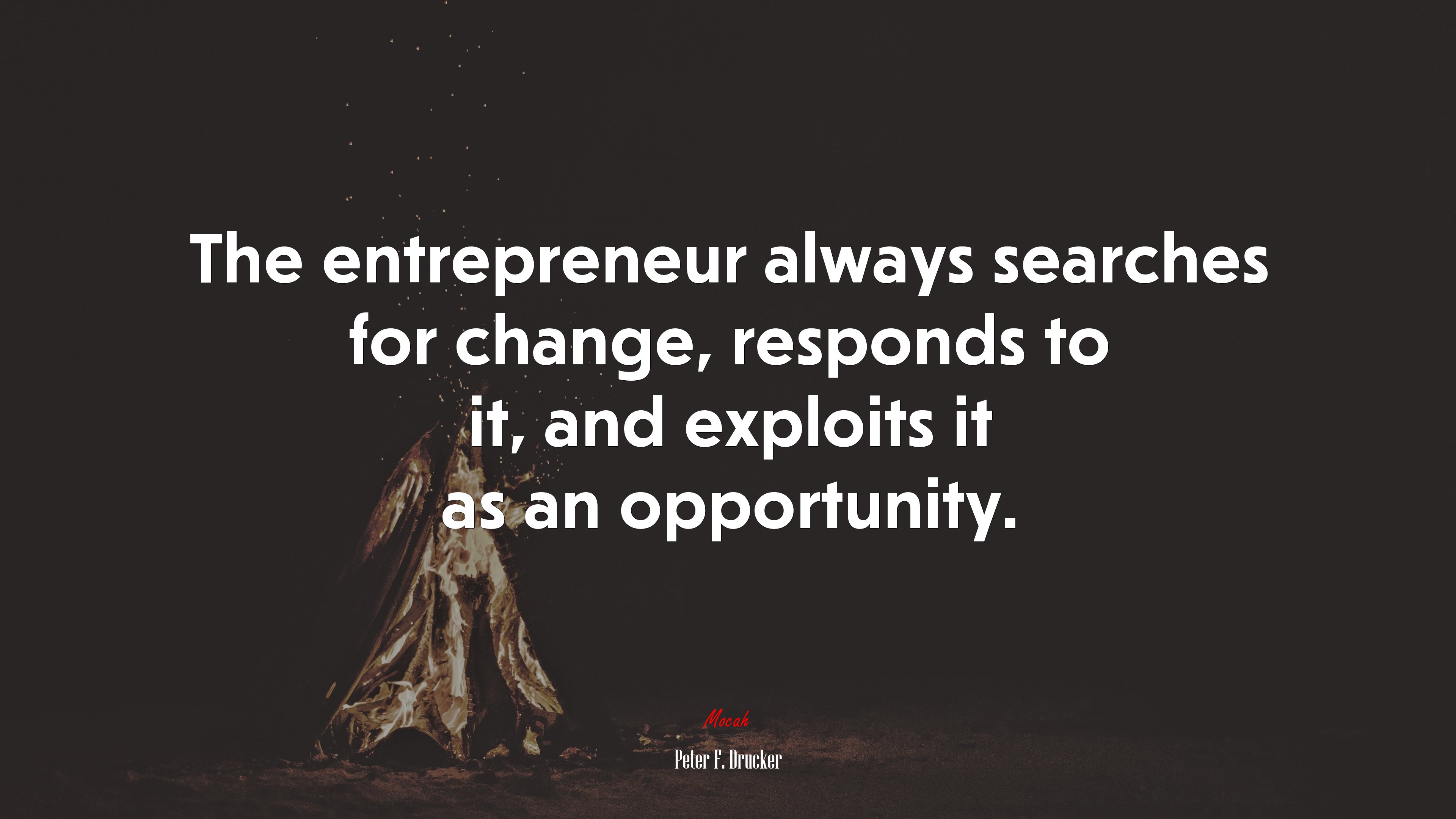 The entrepreneur always searches for change, responds to it, and exploits it as an opportunity. | Peter F. Drucker quote HD Wallpaper