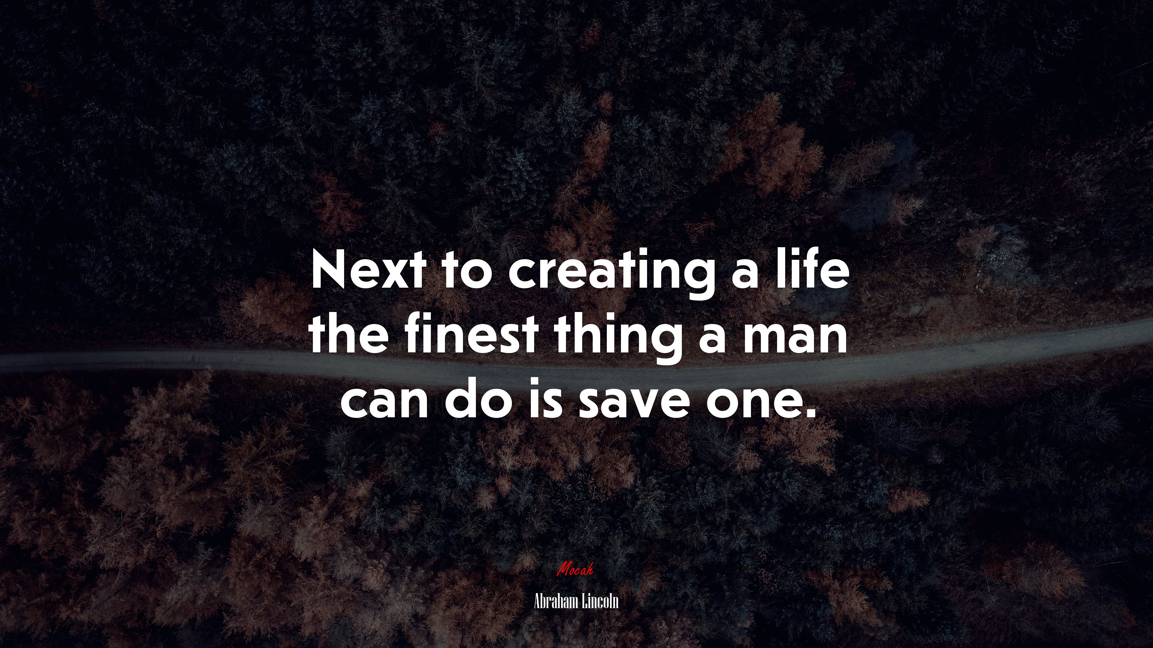 Next to creating a life the finest thing a man can do is save one. | Abraham Lincoln quote HD Wallpaper