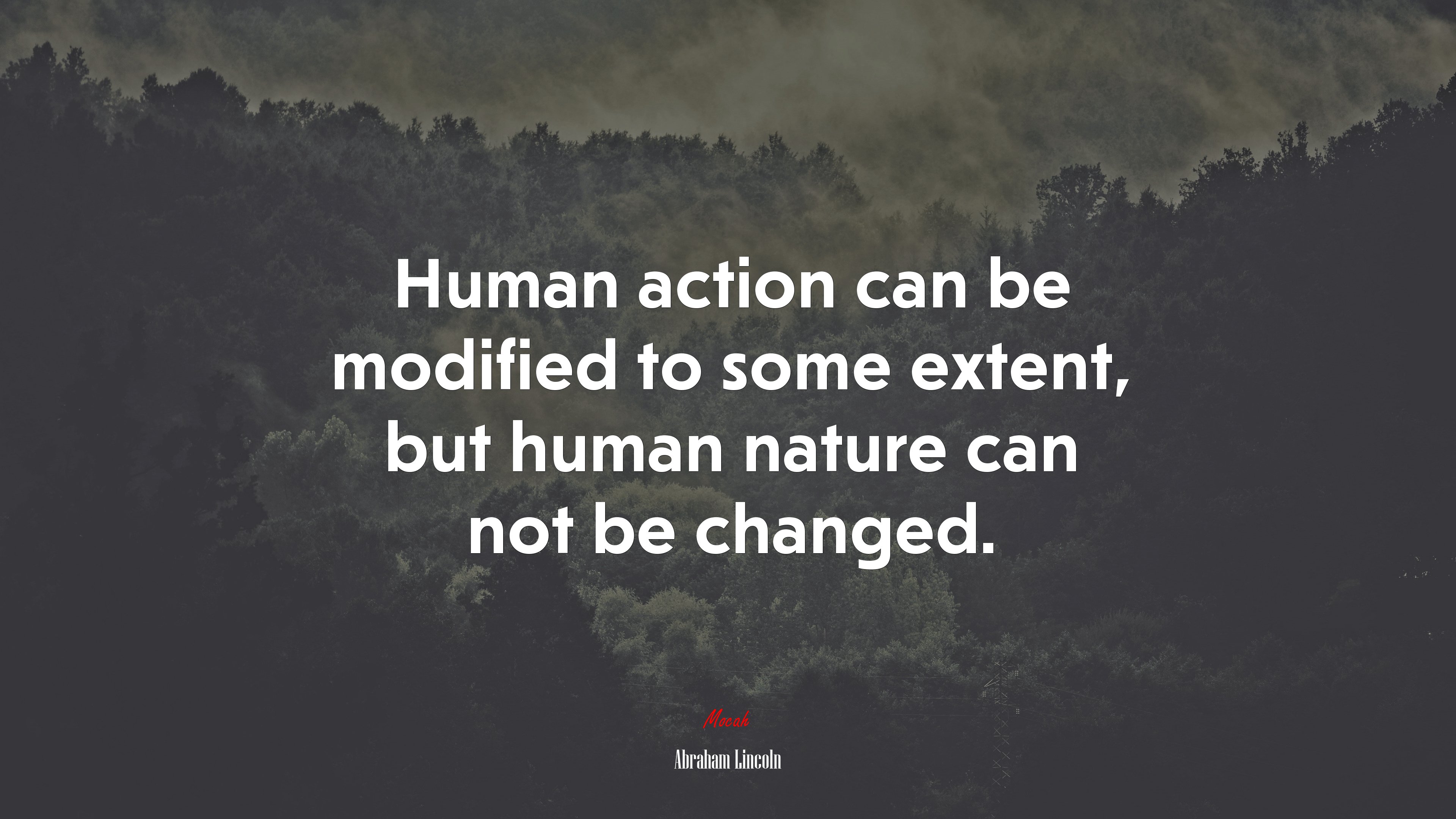 Human action can be modified to some extent, but human nature can not be changed. | Abraham Lincoln quote HD Wallpaper