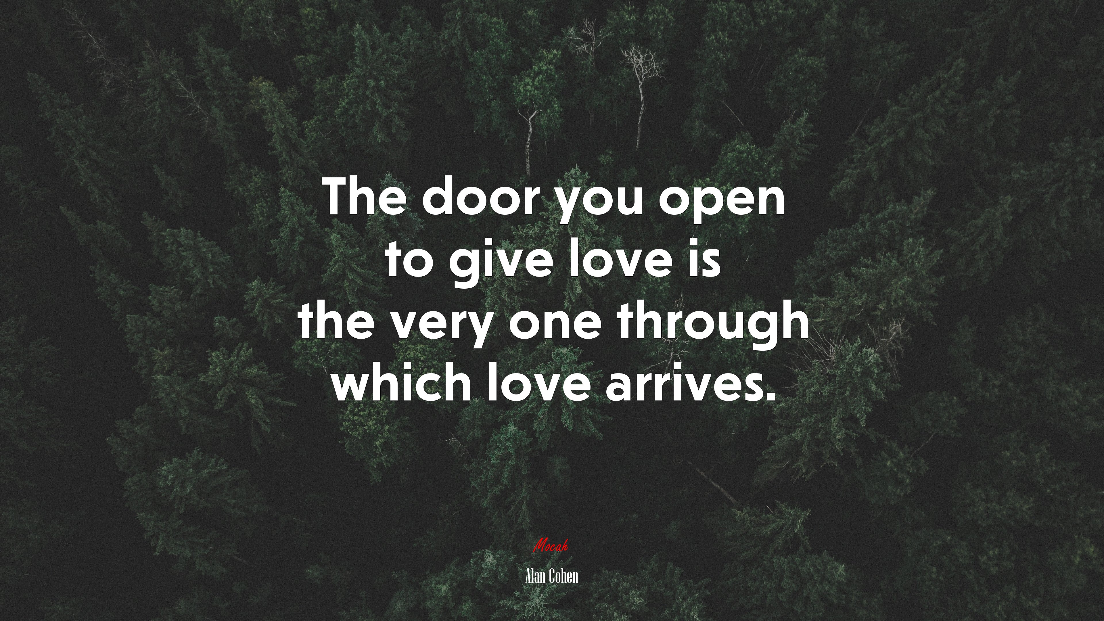 The door you open to give love is the very one through which love arrives. | Alan Cohen quote HD Wallpaper
