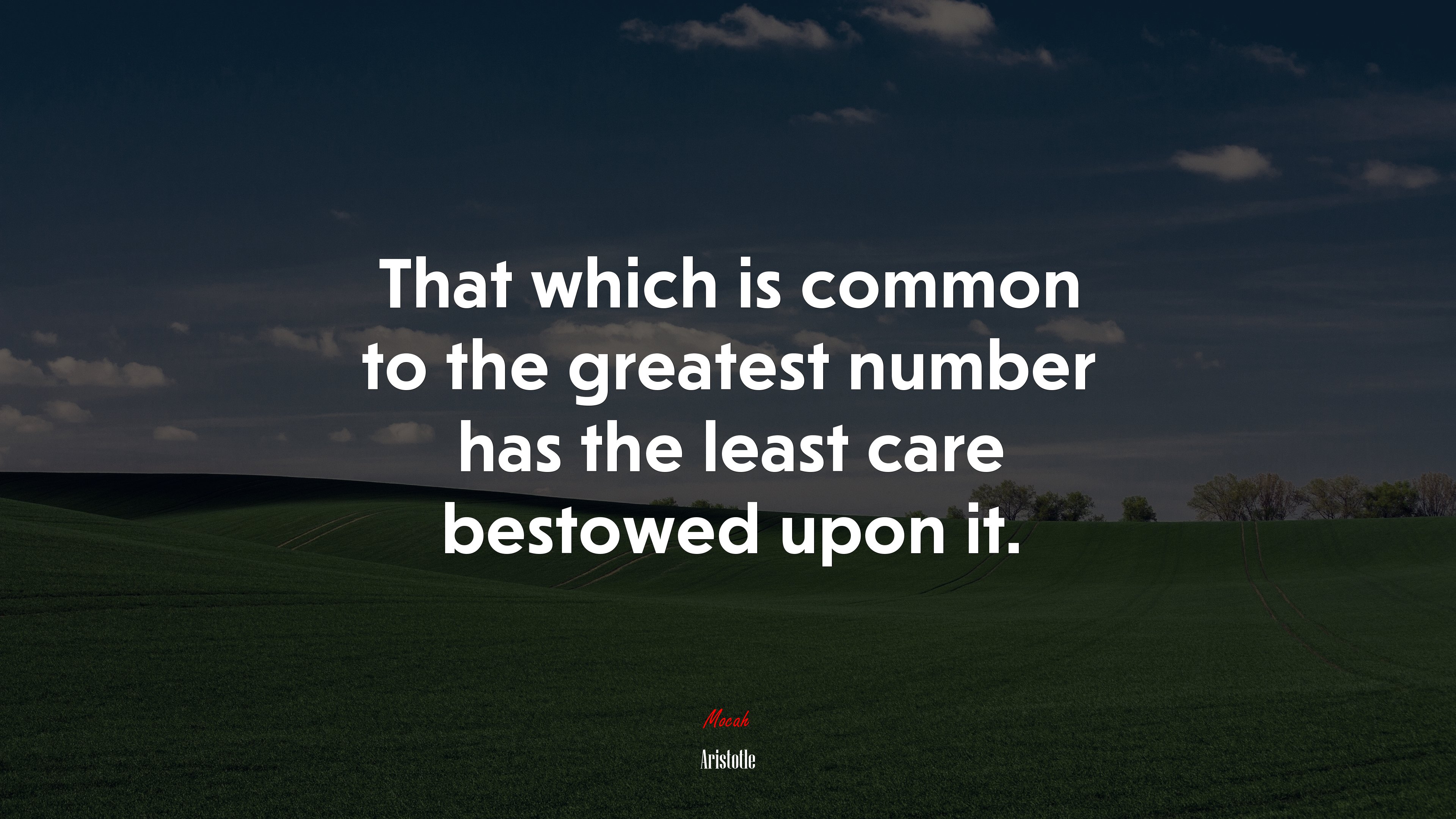 That which is common to the greatest number has the least care bestowed upon it. | Aristotle quote HD Wallpaper
