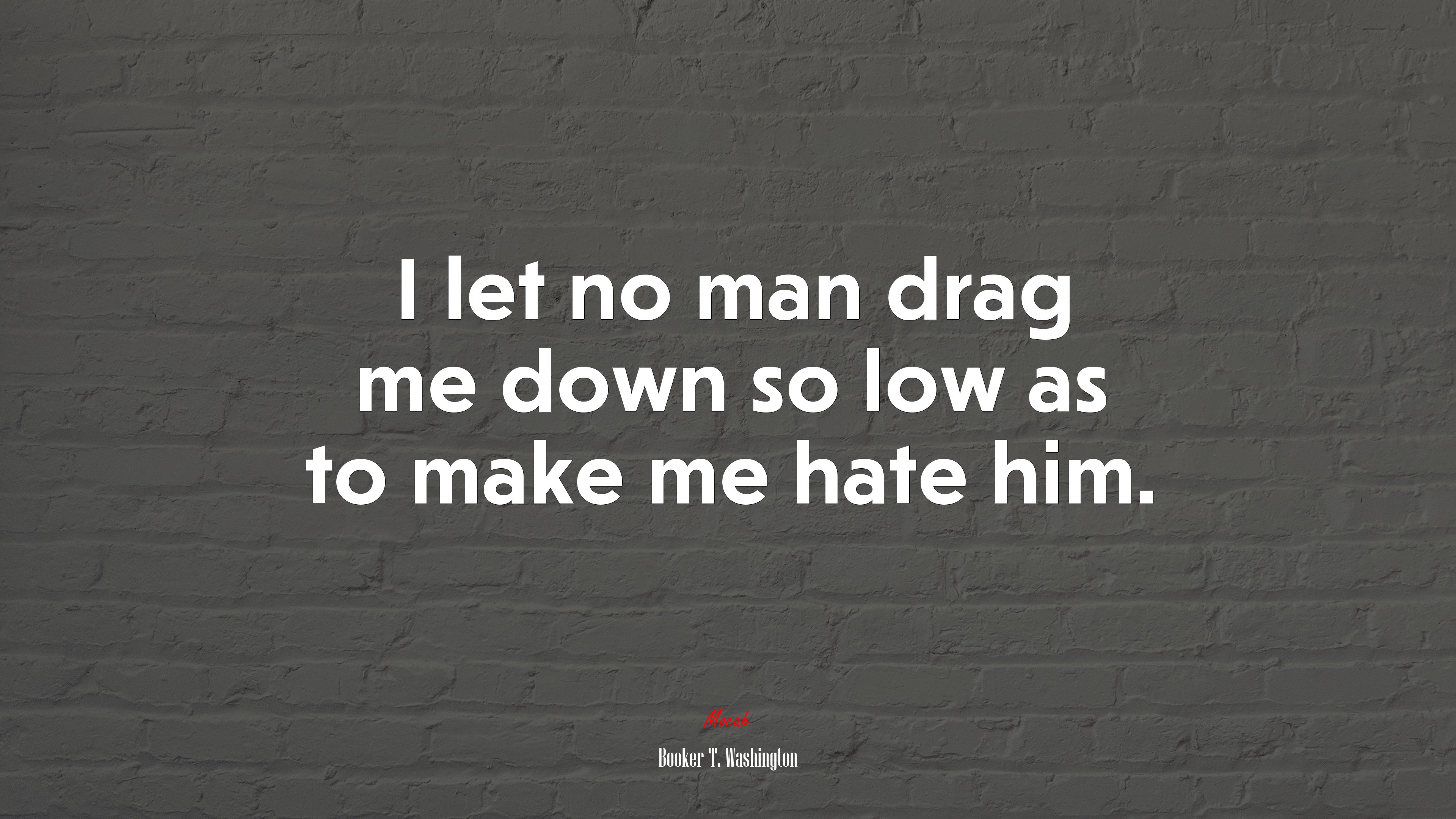 I let no man drag me down so low as to make me hate him. | Booker T. Washington quote HD Wallpaper