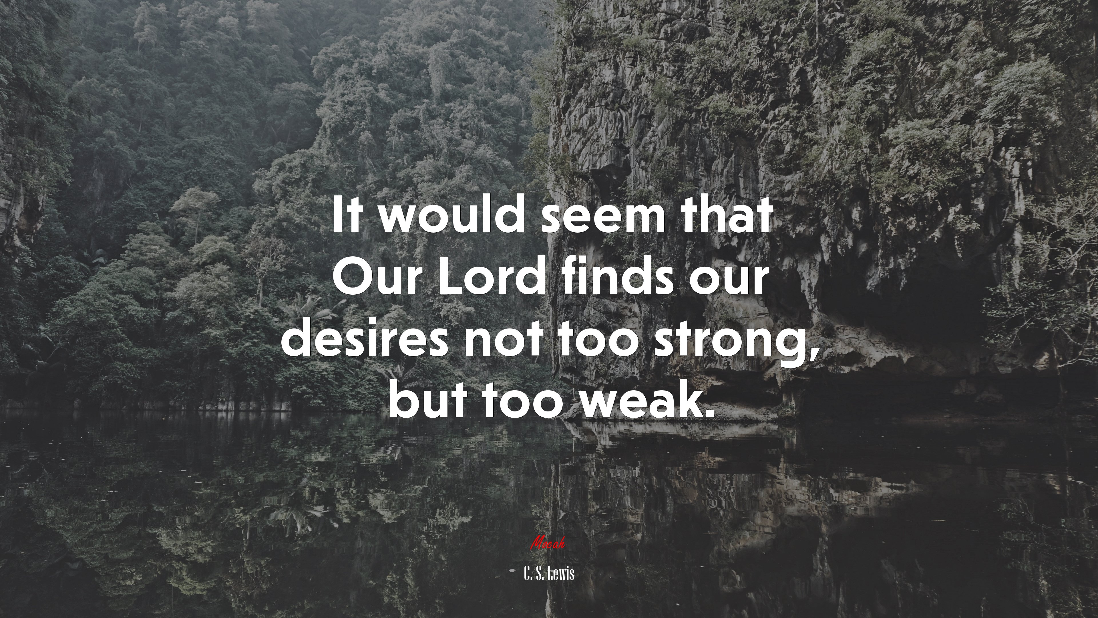 It would seem that Our Lord finds our desires not too strong, but too weak. | C. S. Lewis quote HD Wallpaper