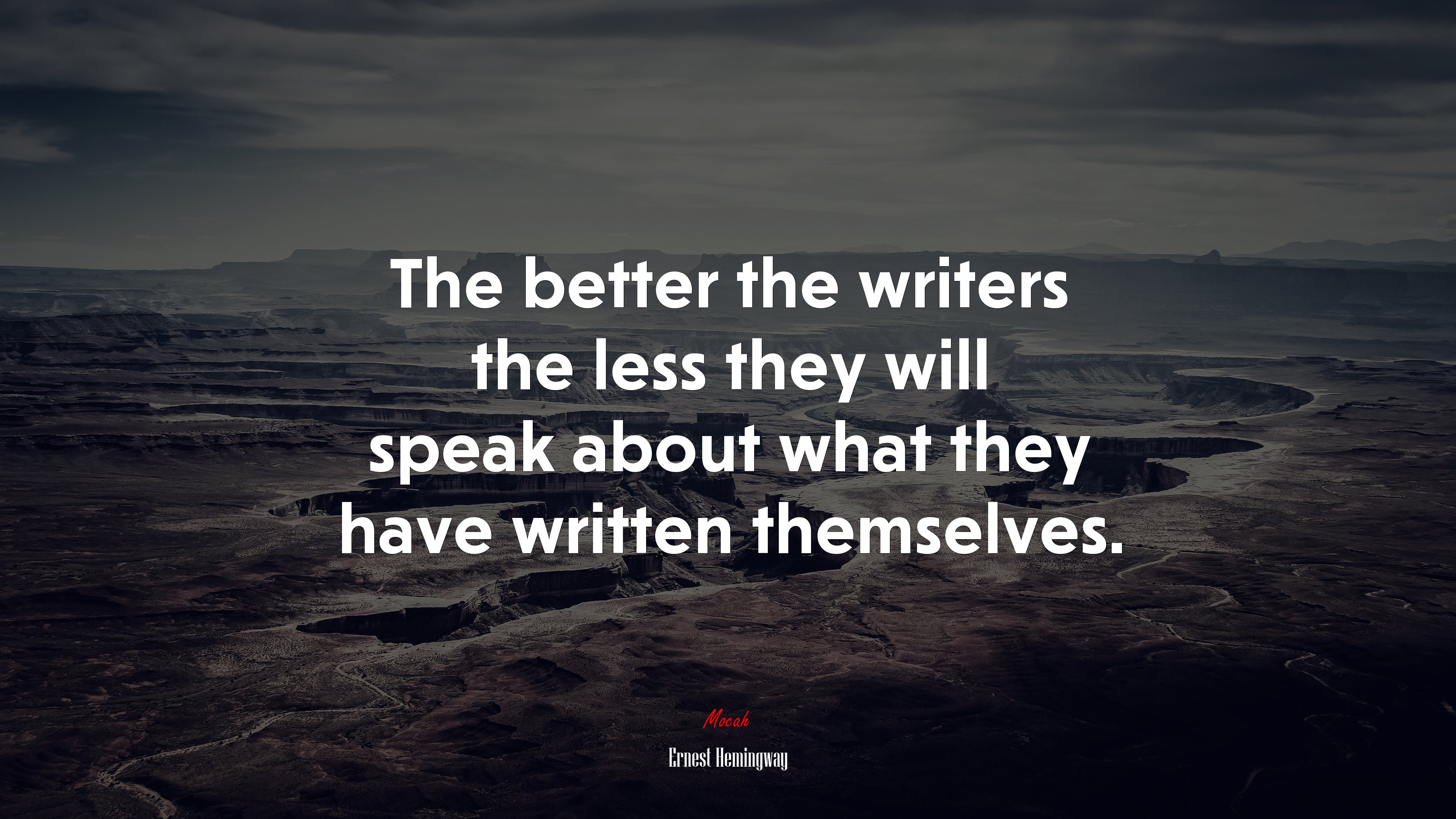 The better the writers the less they will speak about what they have written themselves. | Ernest Hemingway quote HD Wallpaper