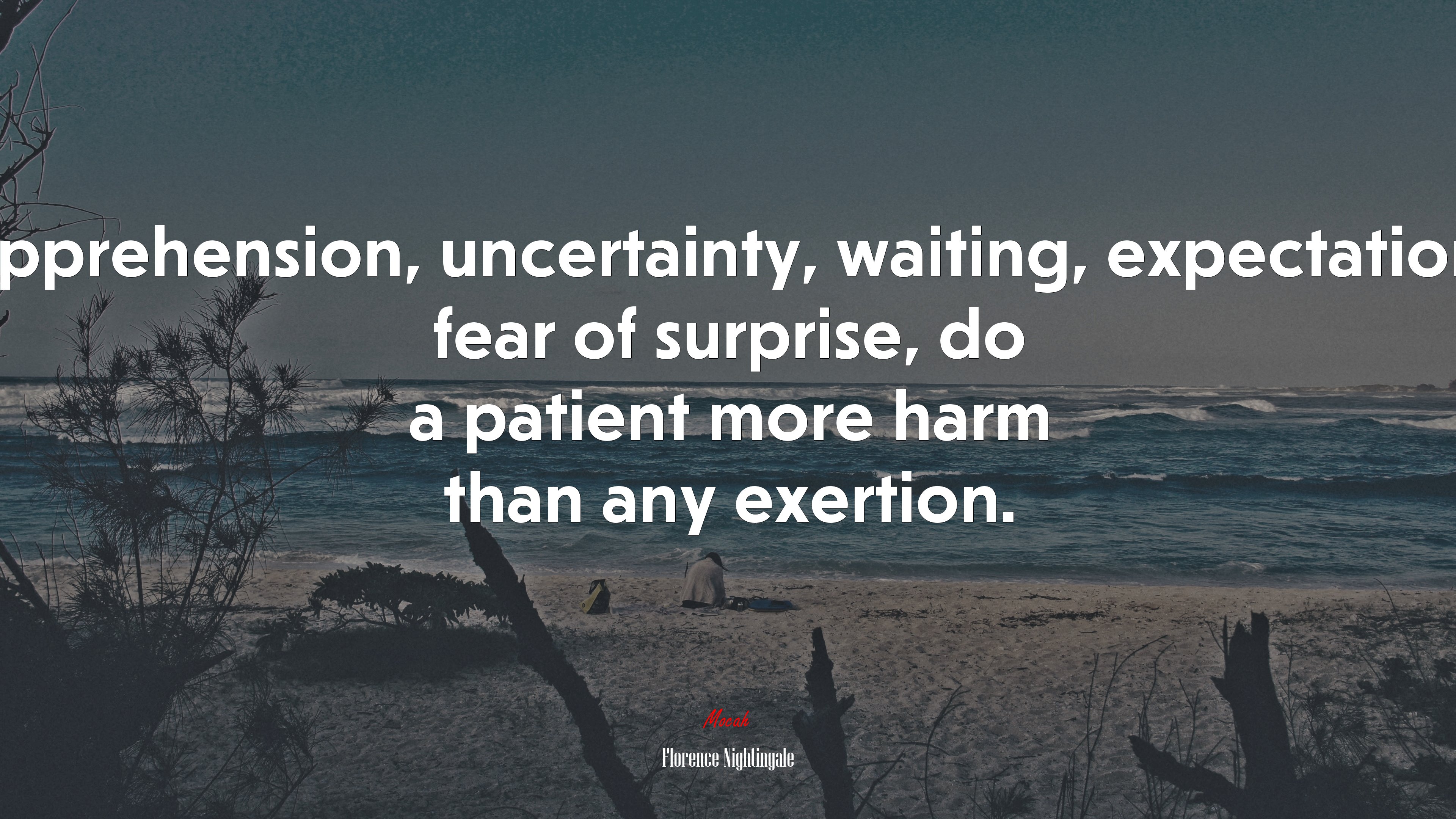 Apprehension, uncertainty, waiting, expectation, fear of surprise, do a patient more harm than any exertion. | Florence Nightingale quote HD Wallpaper