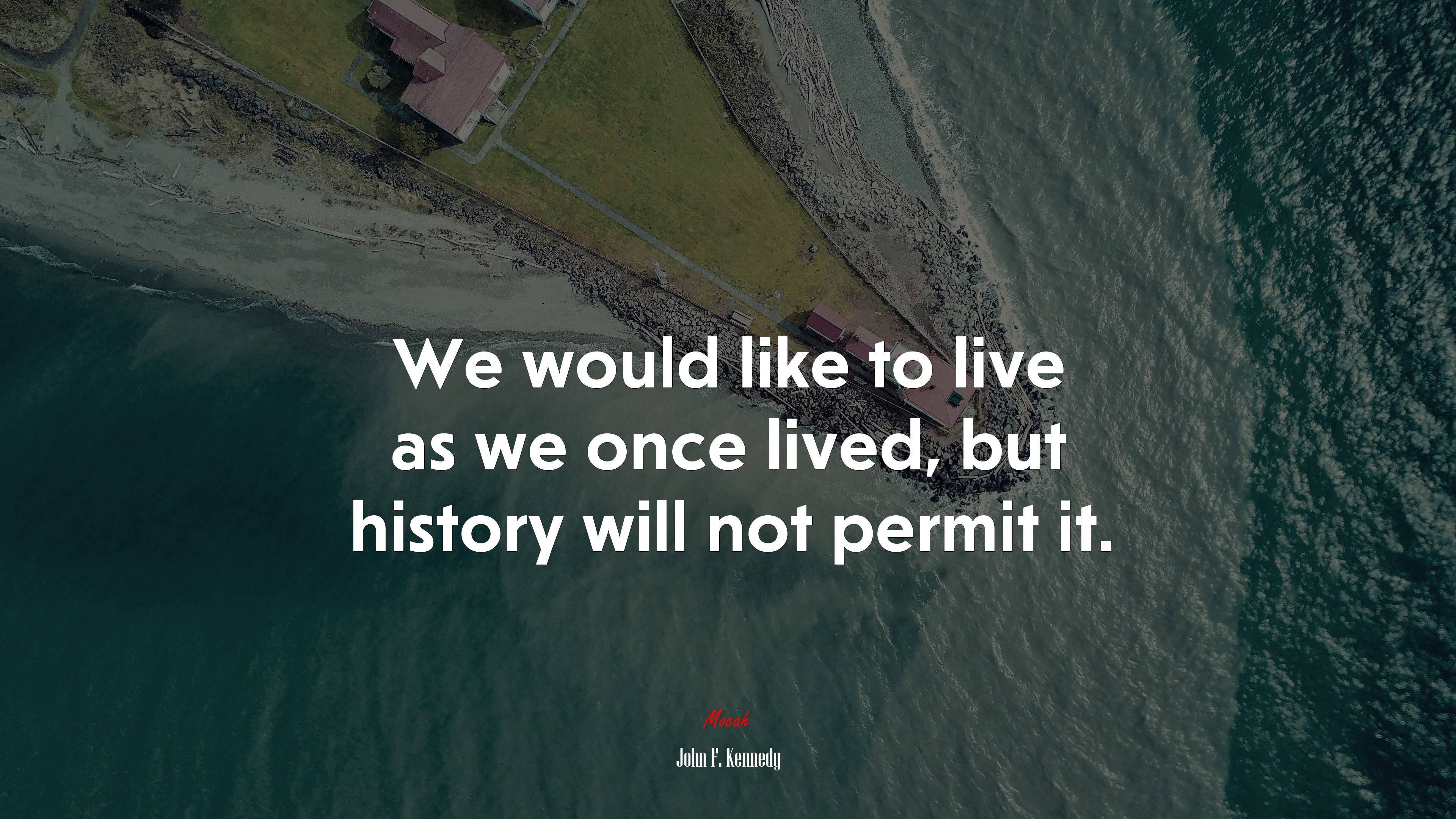 We would like to live as we once lived, but history will not permit it. | John F. Kennedy quote HD Wallpaper