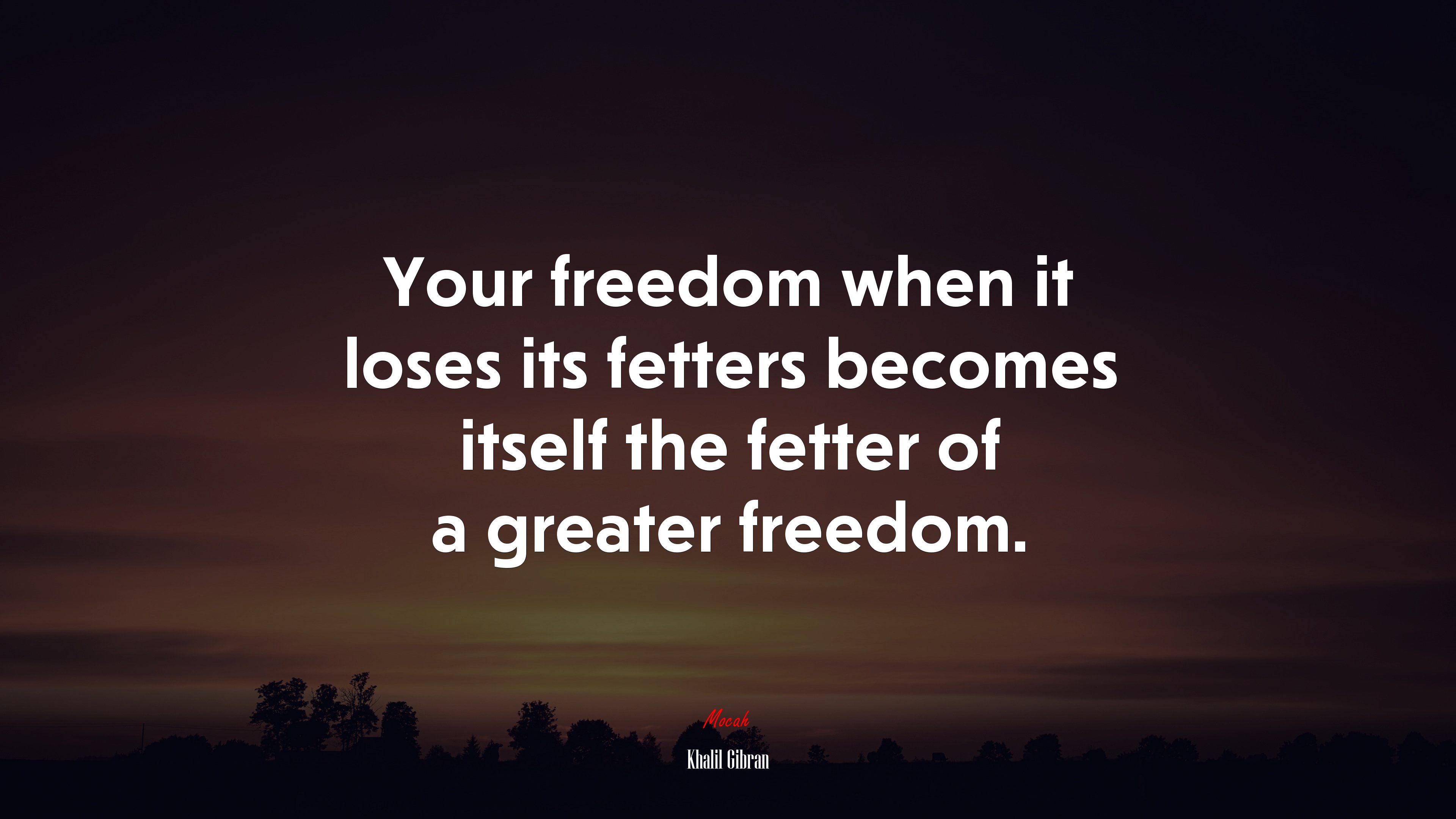 Your freedom when it loses its fetters becomes itself the fetter of a greater freedom. | Khalil Gibran quote HD Wallpaper
