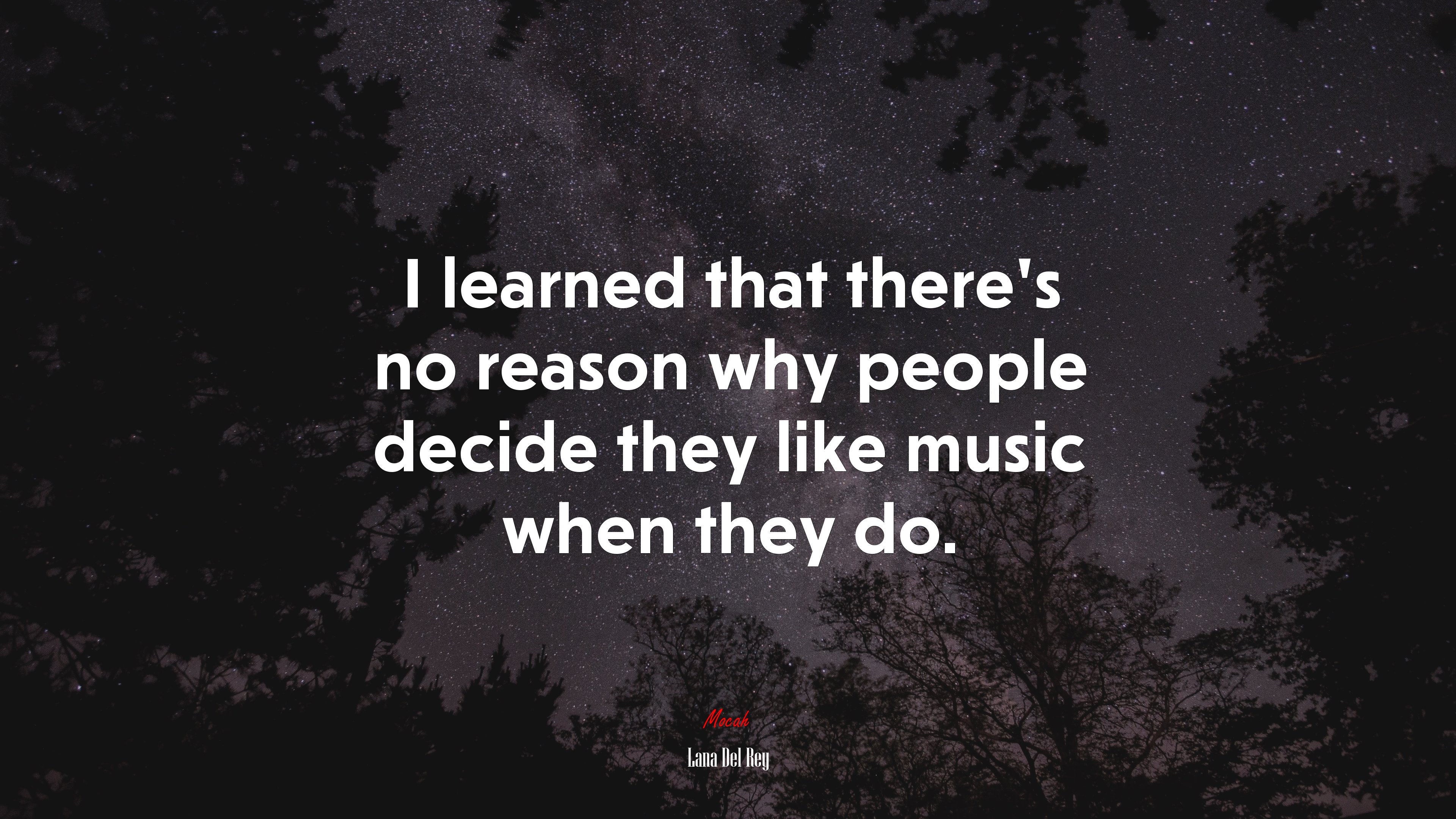 I learned that there’s no reason why people decide they like music when they do. | Lana Del Rey quote HD Wallpaper
