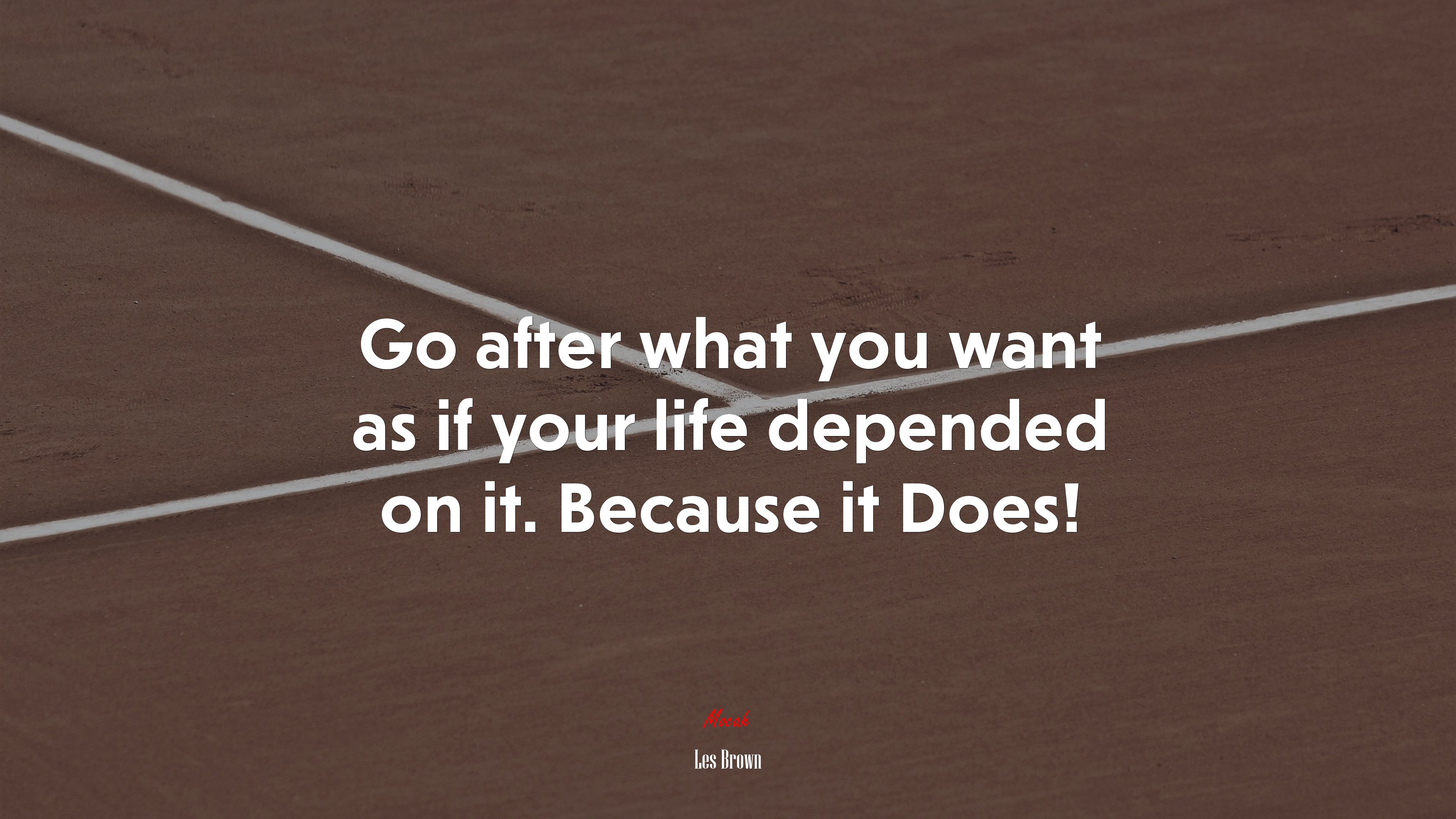Go after what you want as if your life depended on it. Because it Does! | Les Brown quote HD Wallpaper